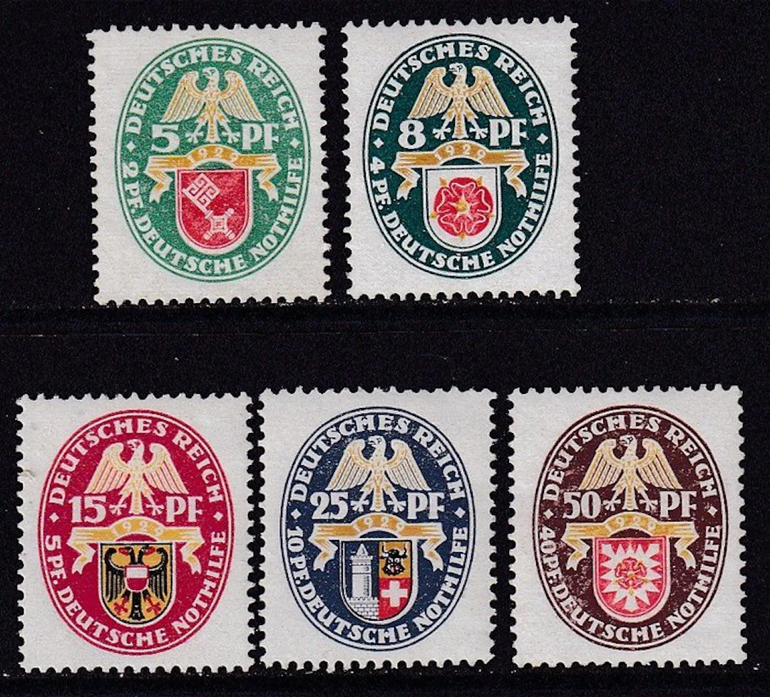 German Empire 1929 - German State Coats of Arms (IV) - Michel: 430/434