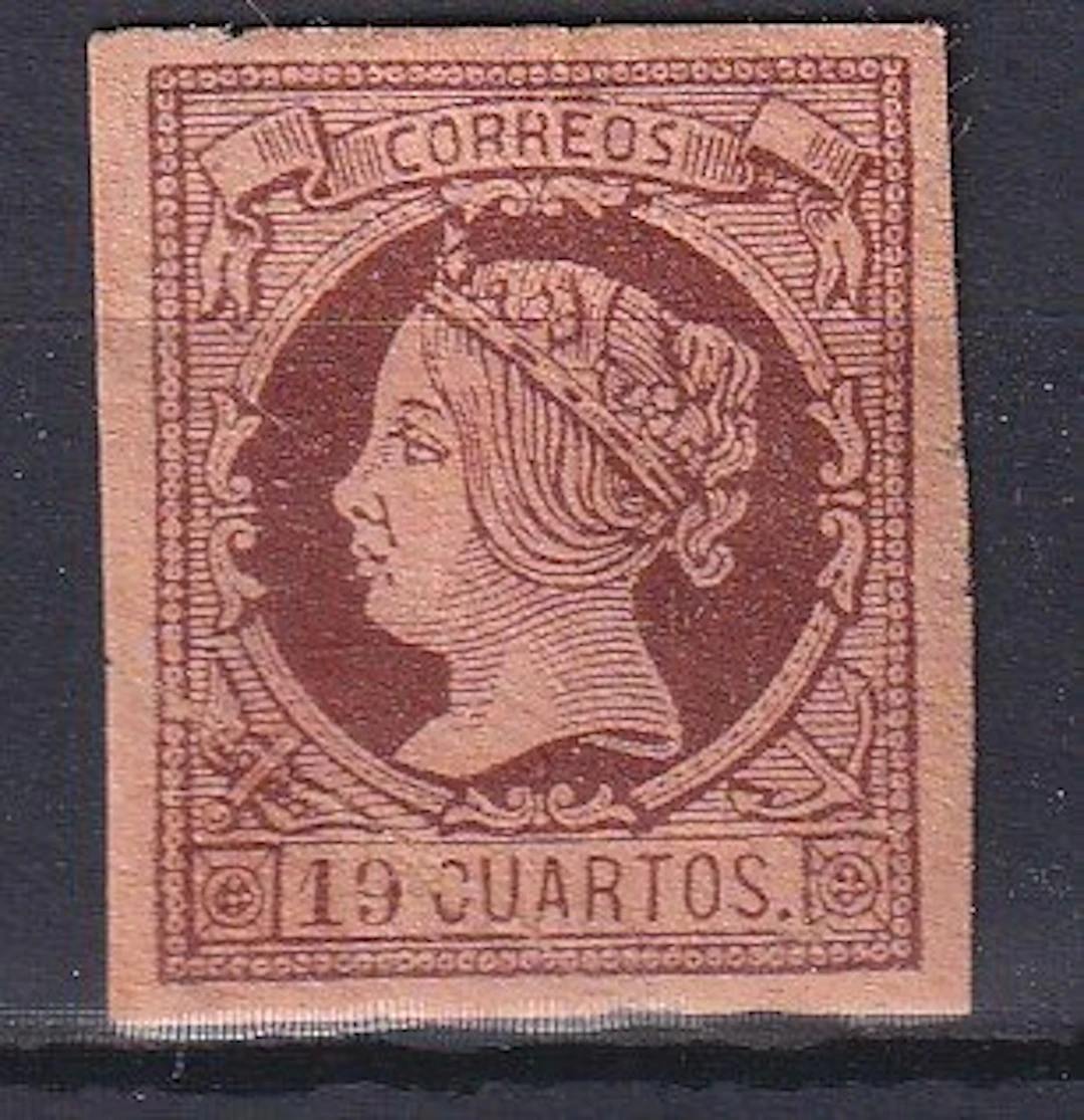 Spain - 1860 - Isabel II - Edifil 54 - 19 cuartos brown - Repaired