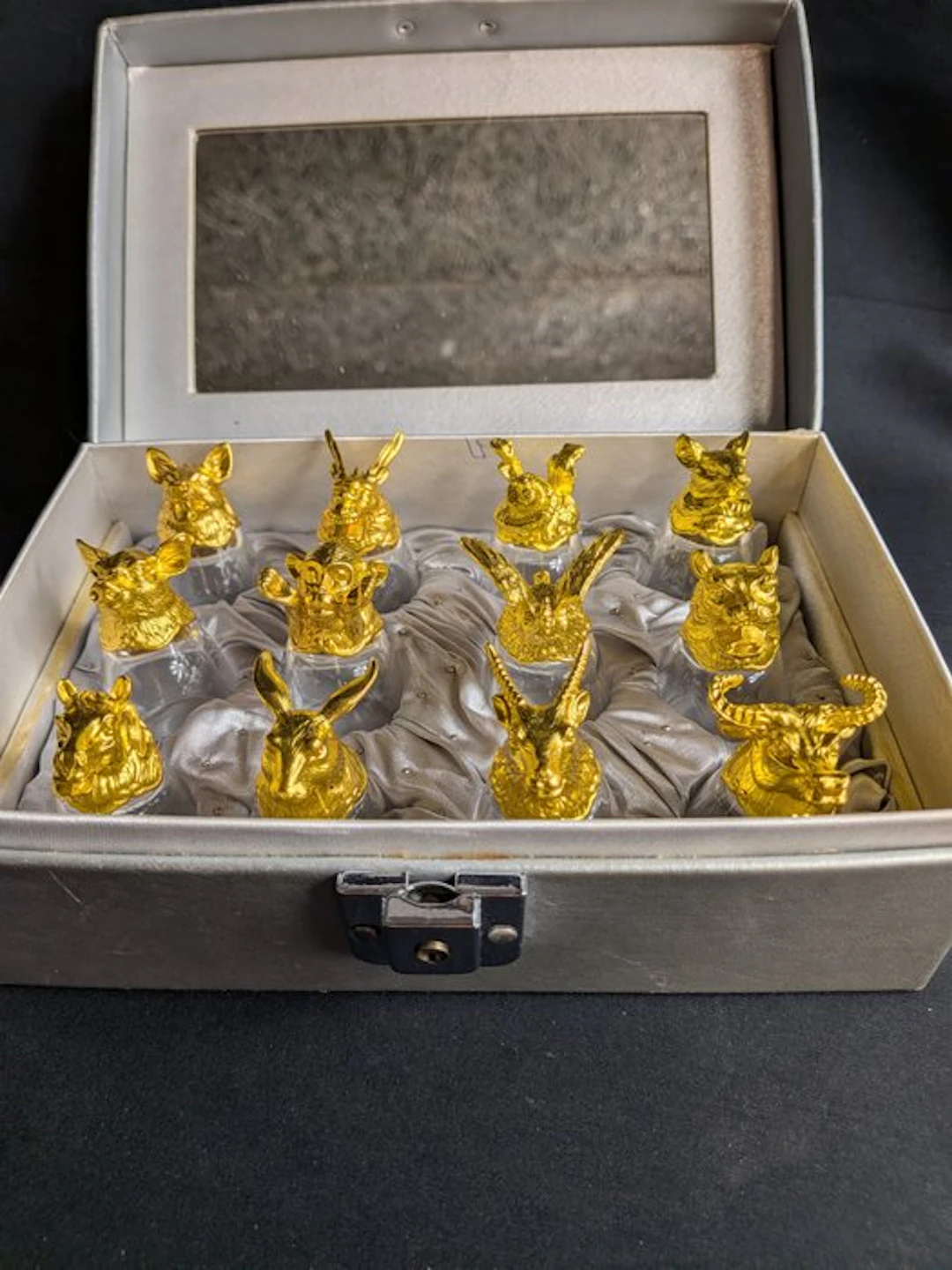 Liquor set (12) - Glass, Bronze