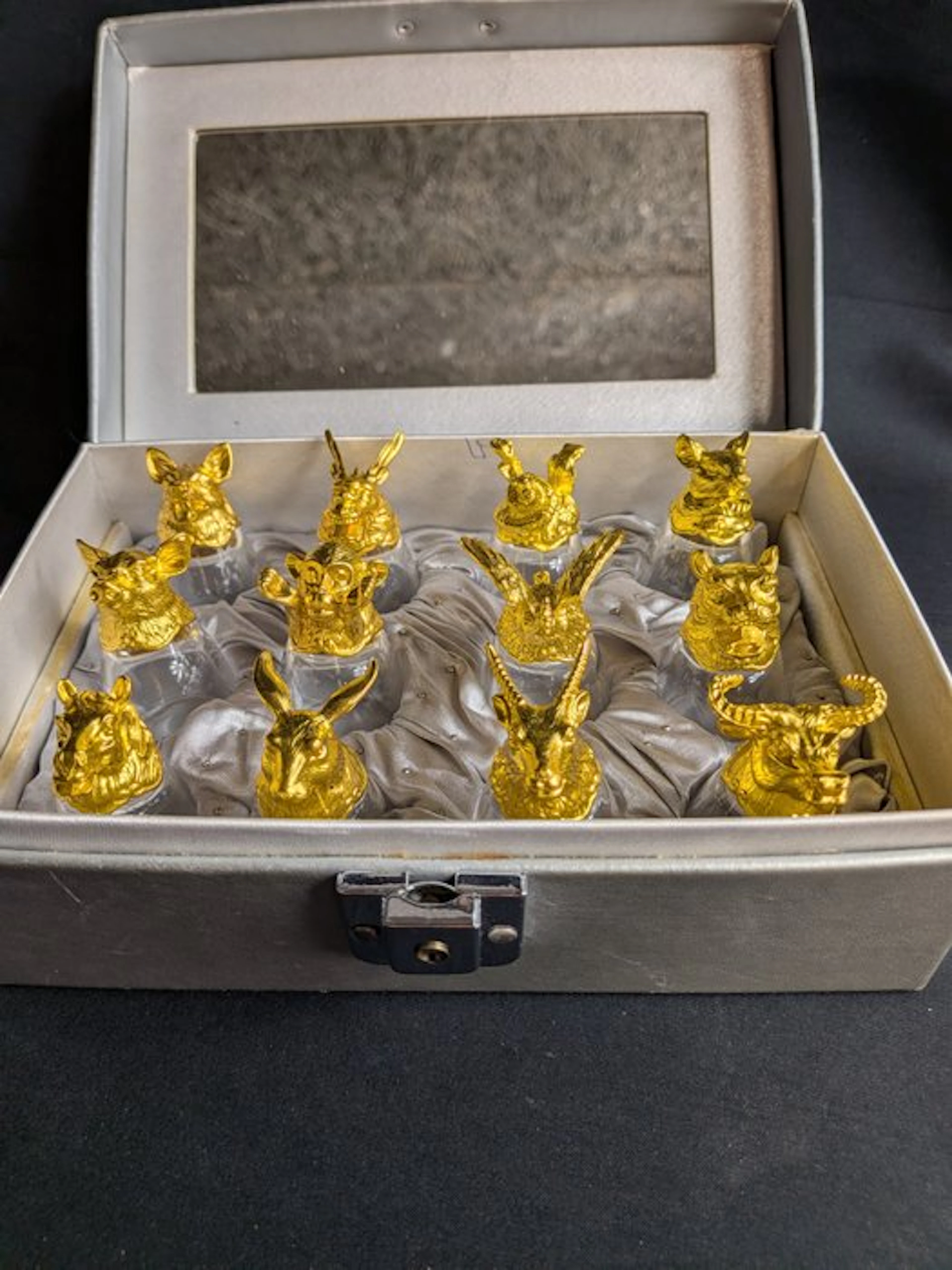 Liquor set (12) - Glass, Bronze