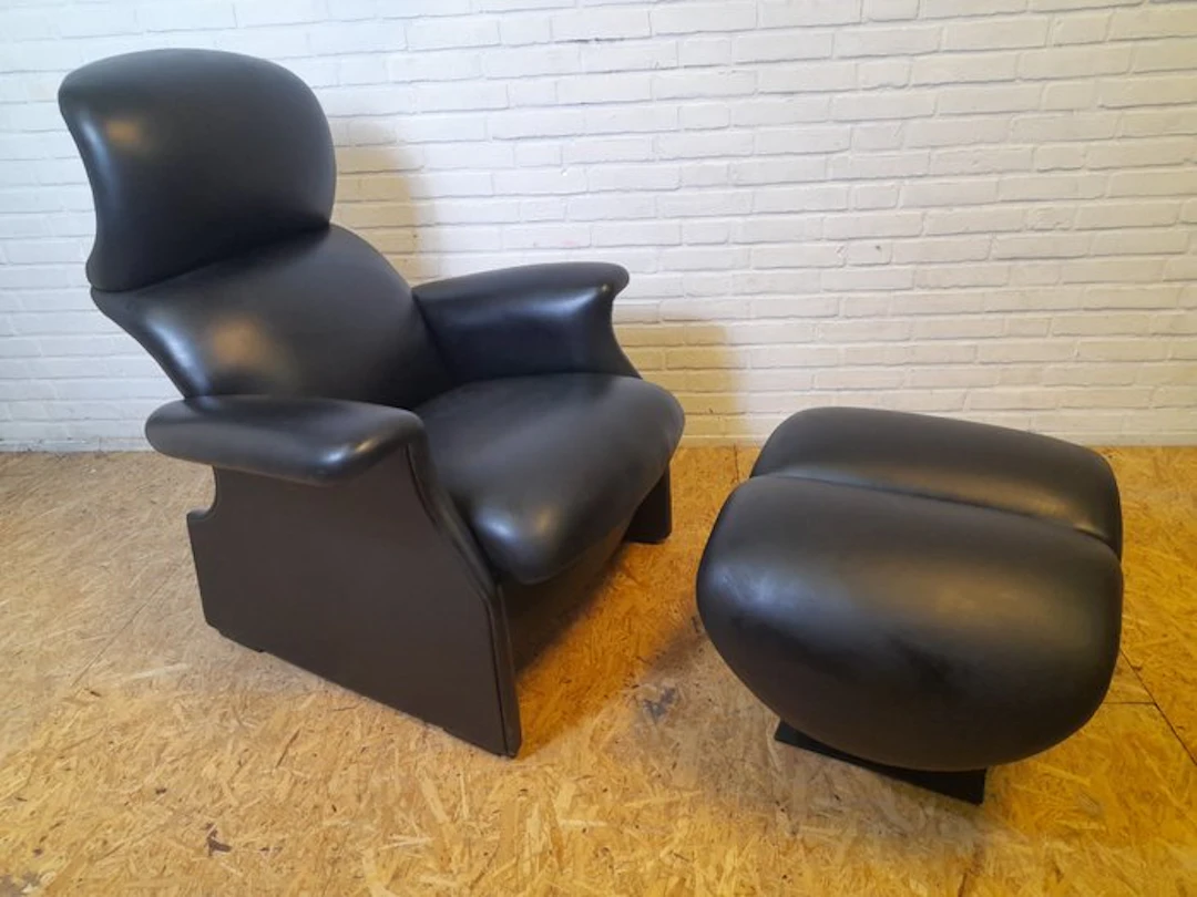 Simon Gavina - Lounge chair with ottoman - Viscontea - Leather