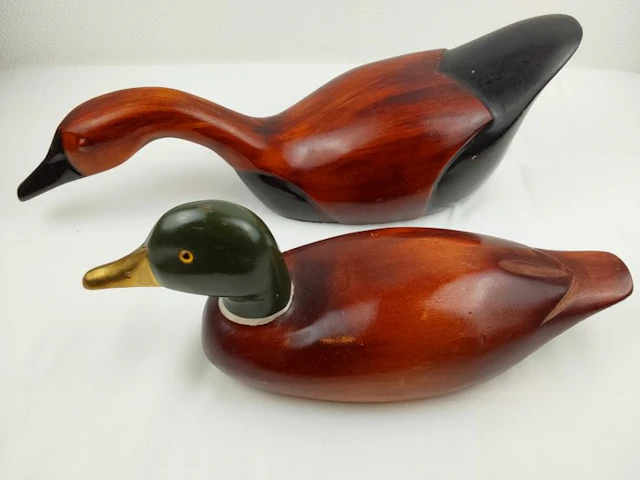 Duck decoy - Groot Koppel Vintage Houten Lokvogels /...