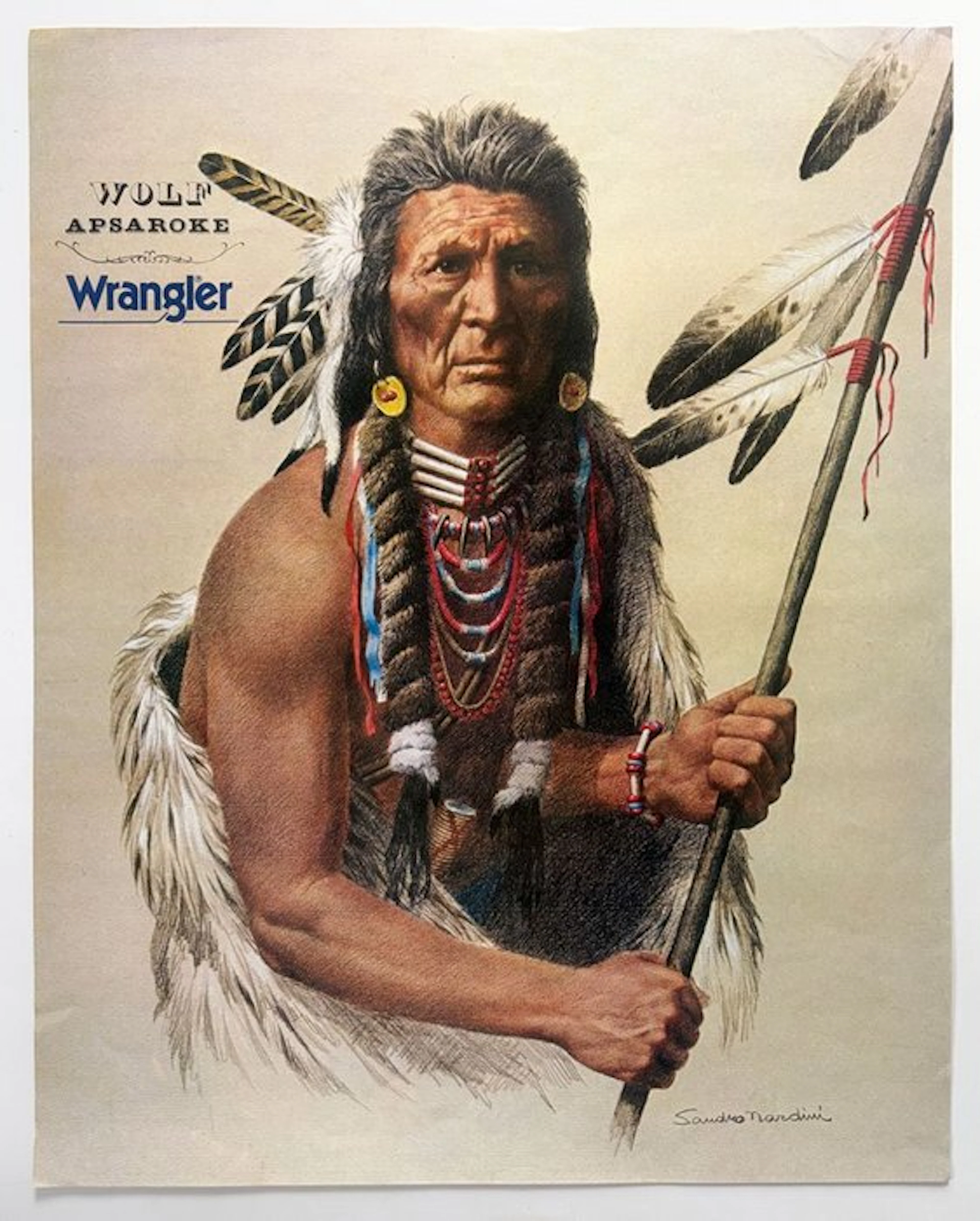 S. Nardini - Wrangler “Wolf – Apsaroke” 60x48 cm - 1970s