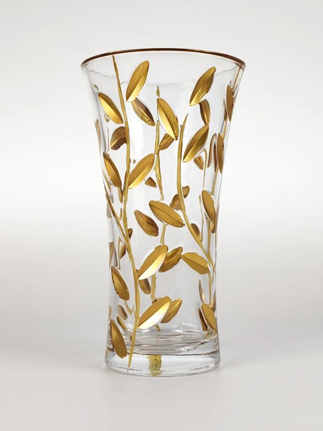 Secoloventesimo - Vase - Golden Leaves Vase - Enamel - Hand-decorated vase.