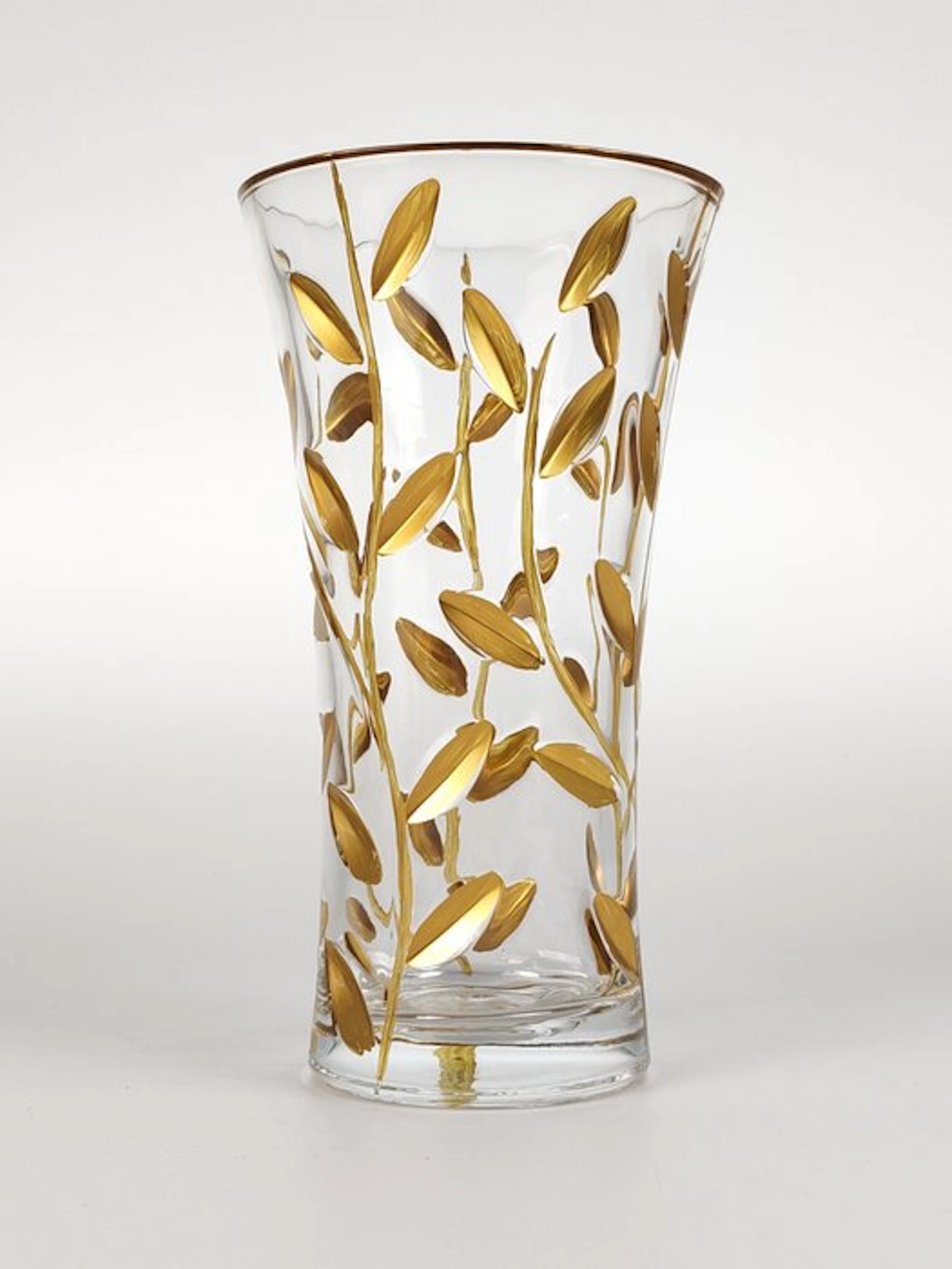 Secoloventesimo - Vase - Golden Leaves Vase - Enamel - Hand-decorated vase.
