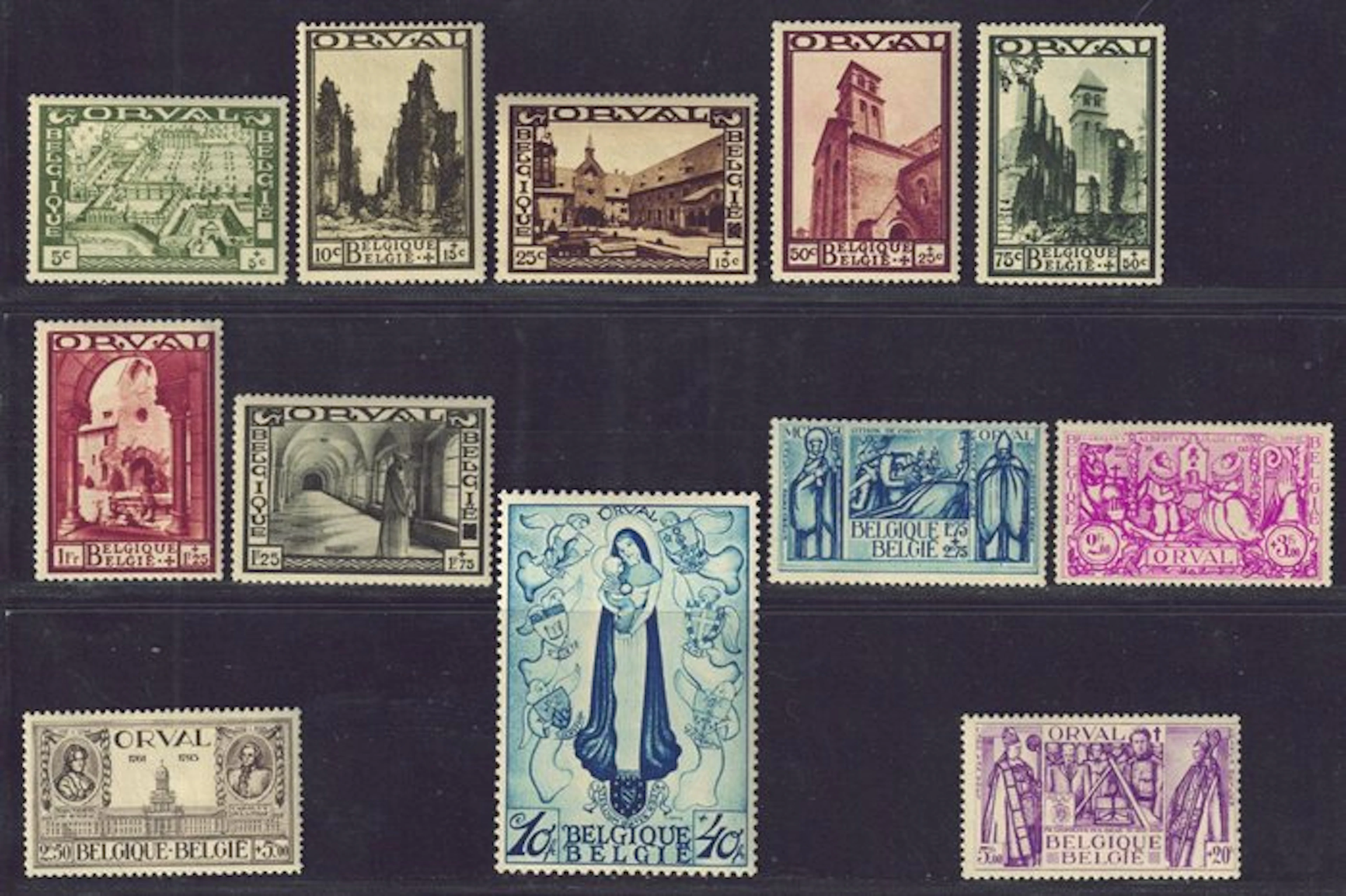 Belgium 1933 - "Grote Orval" with good centering for each value. - OBP 363/374