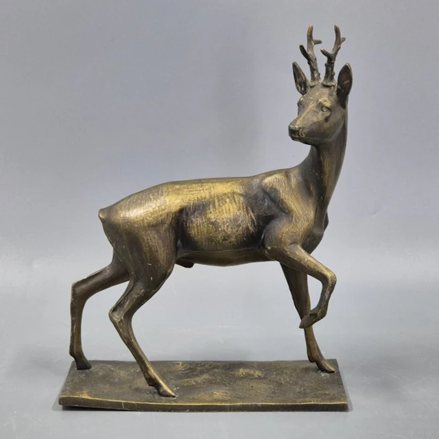 ges. gesch. I & Th - Figure - Antike Bronze Plastik Rehbock –Skulptur - Bronze