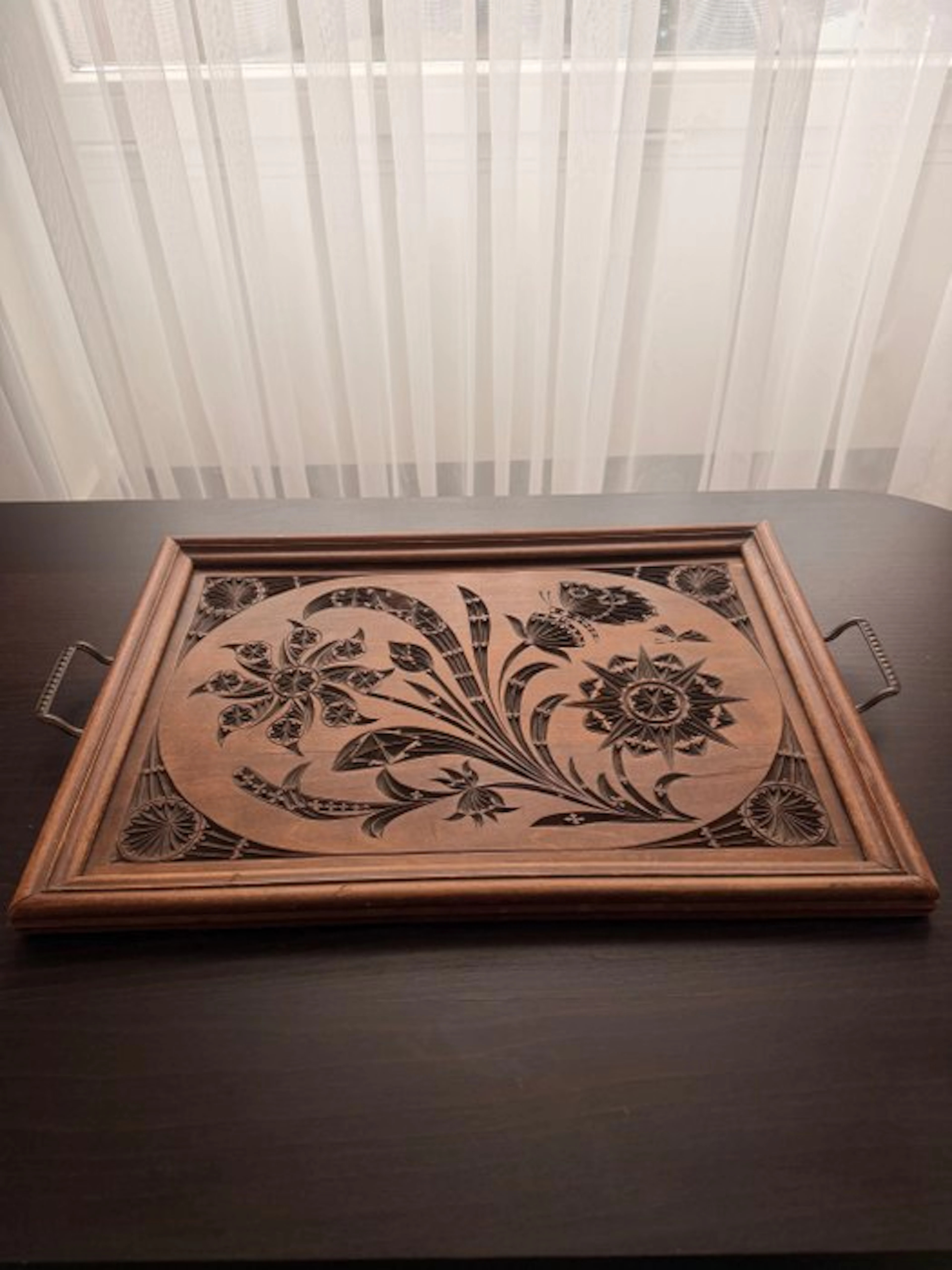 Large Antique Art Nouveau Floral Tray – Jugendstil - Tray - Wood