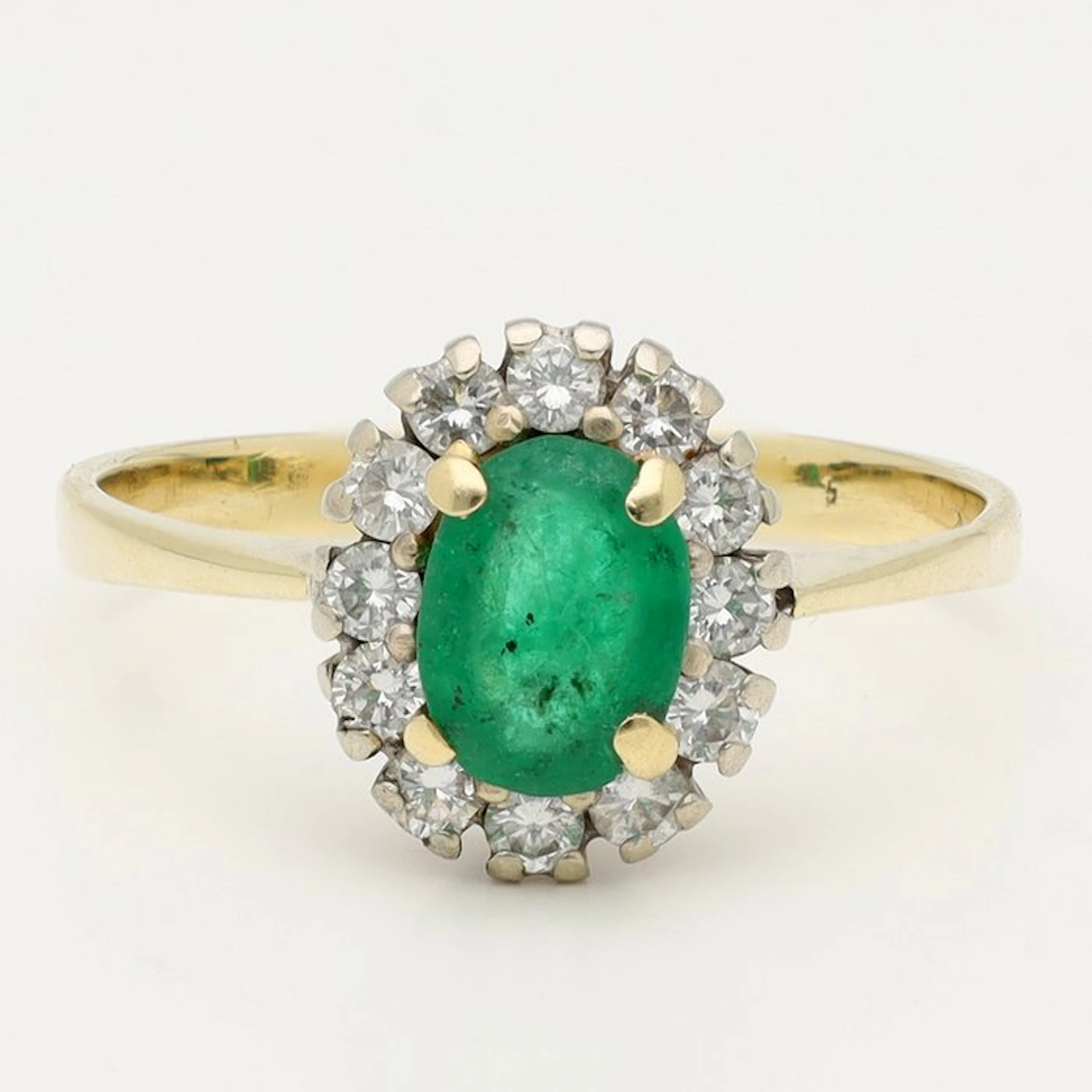 Ring - 14 kt. Yellow gold, White gold Emerald - Diamond