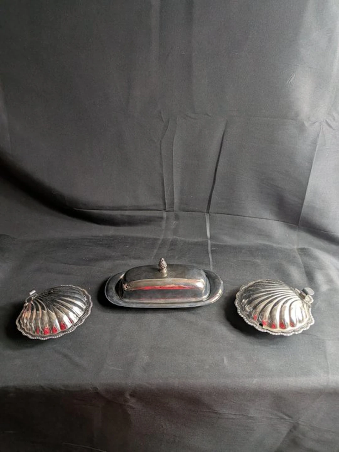 Butter dish (3) - Silverplated, Glass