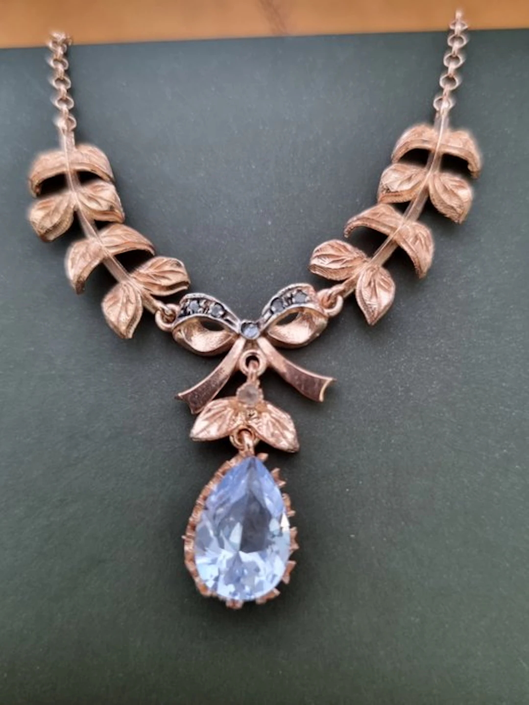 No reserve price - Necklace - 9 kt. Silver, Rose gold Aquamarine - Diamond