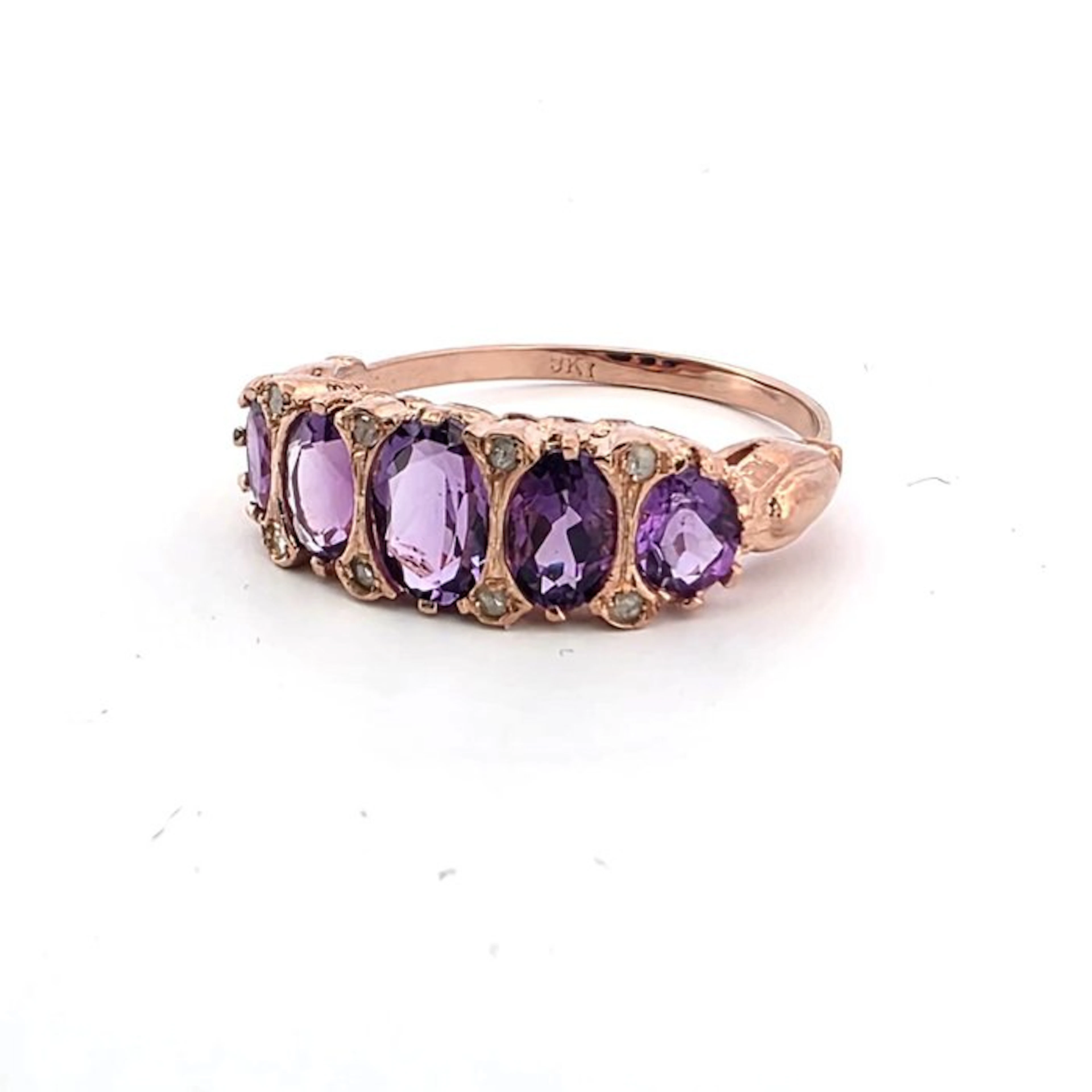No reserve price - Ring - 9 kt. Rose gold, Silver Spinel - Diamond