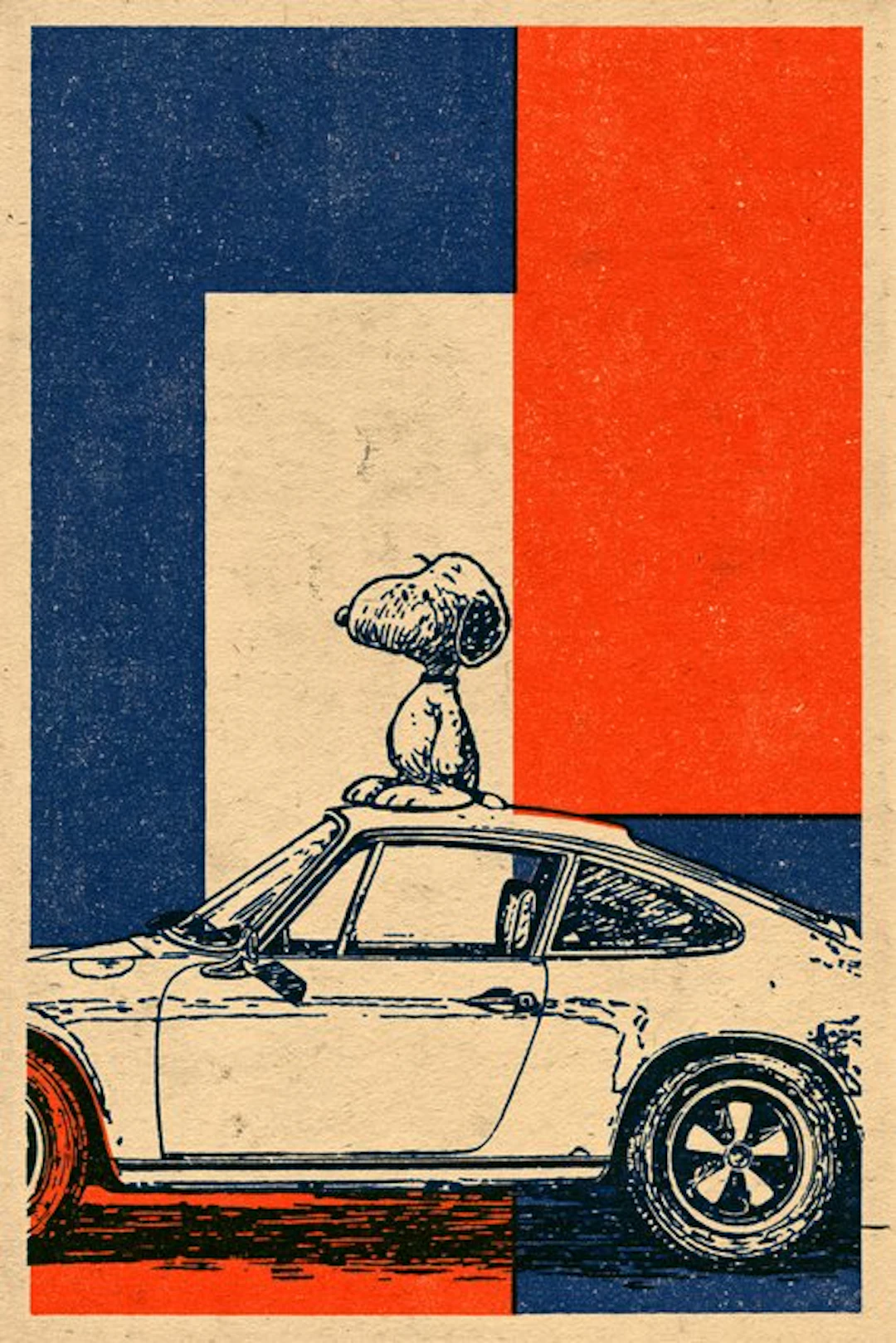EGO - SNOOPY & CLASSIC PORSCHE - 5/5 SIGNÉE COA - 40x60 cm