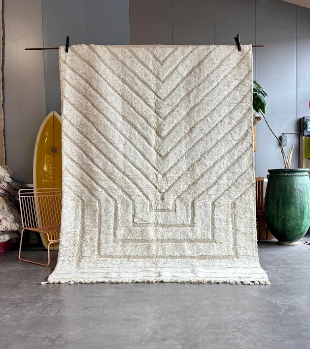 Moroccan White Beni Ourainr Rug – Berber Wool Carpet - Rug - 280 cm - 200 cm