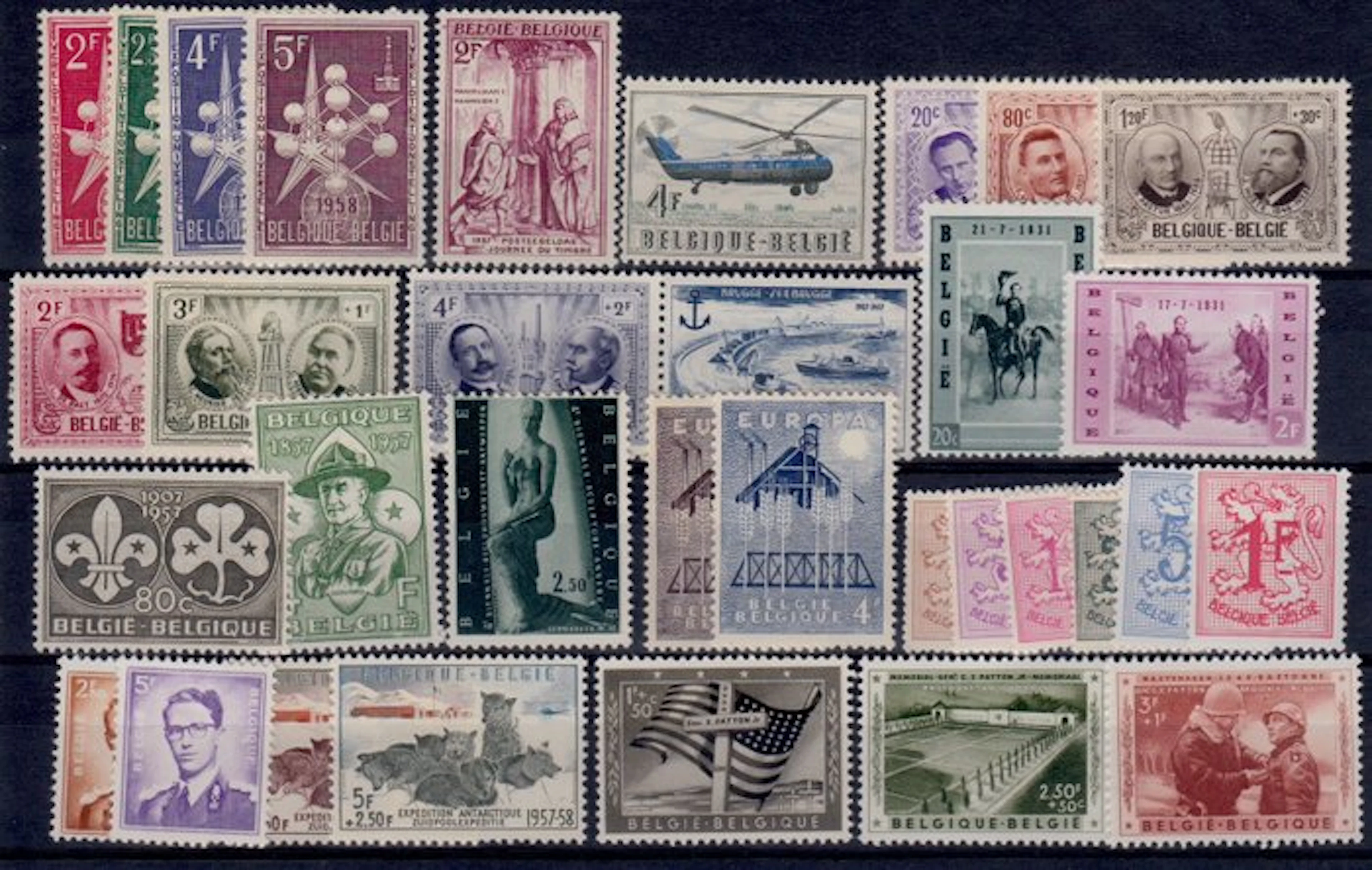 Belgium 1957 - the full year 1957 - OBP 1008/1045 + BL 31