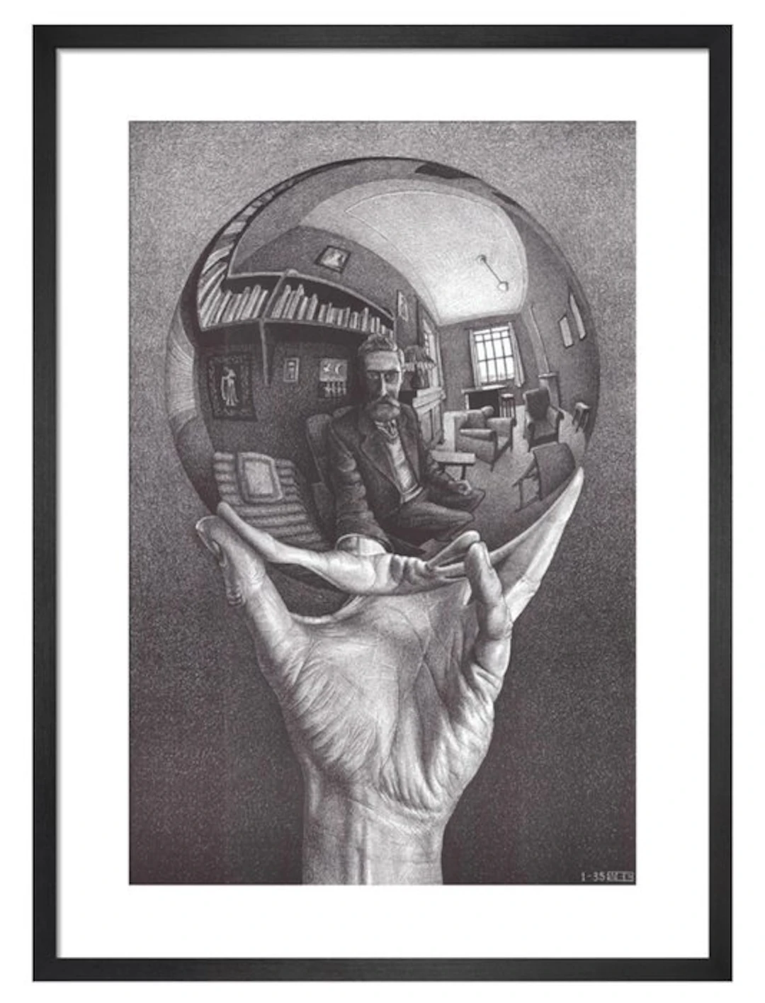 M.C. Escher - “Hand with Sphere”. Gedateerd en gesigneerd in de plaat.