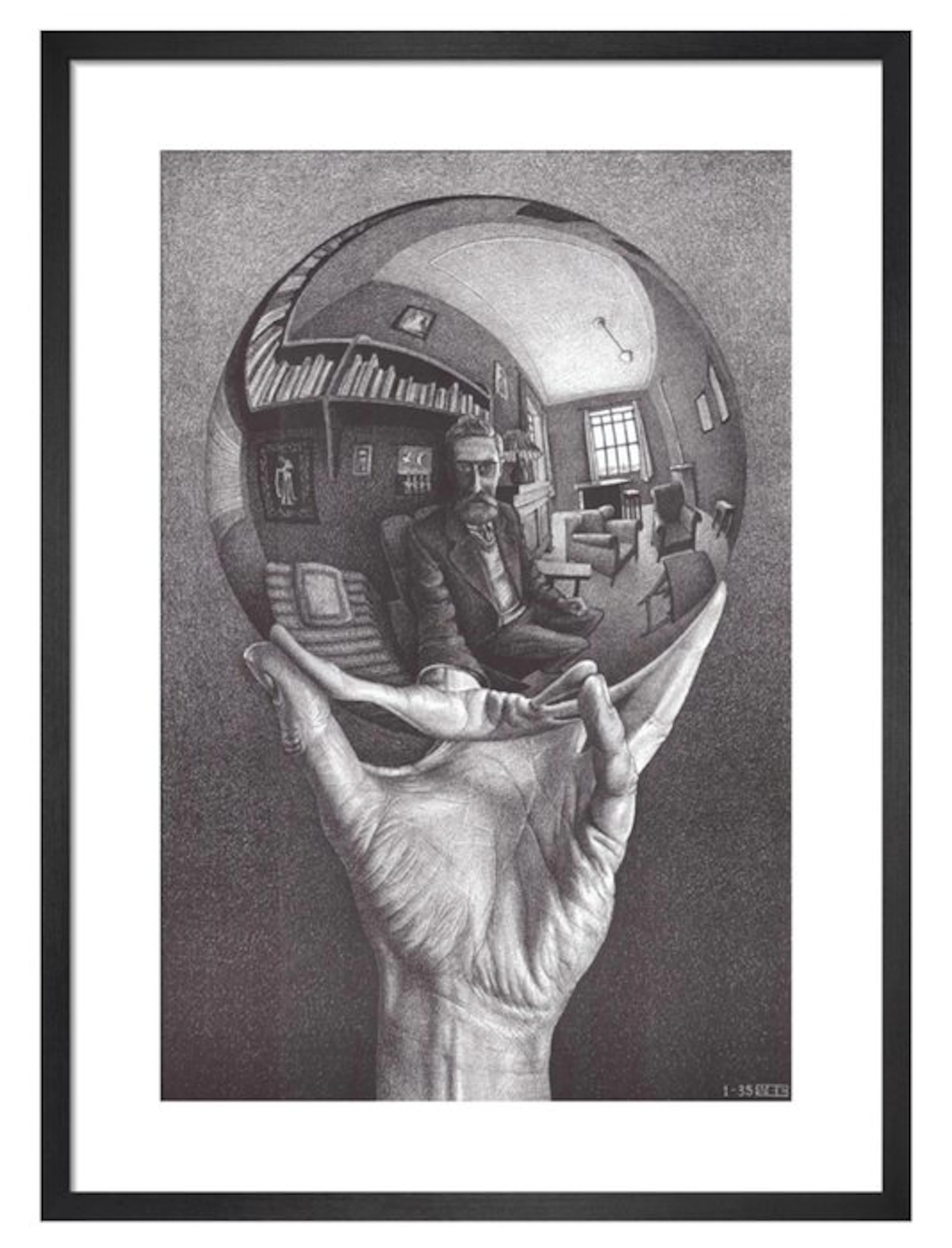 M.C. Escher - “Hand with Sphere”. Gedateerd en gesigneerd in de plaat.