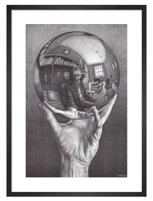 M.C. Escher - “Hand with Sphere”. Gedateerd en gesigneerd in de plaat.