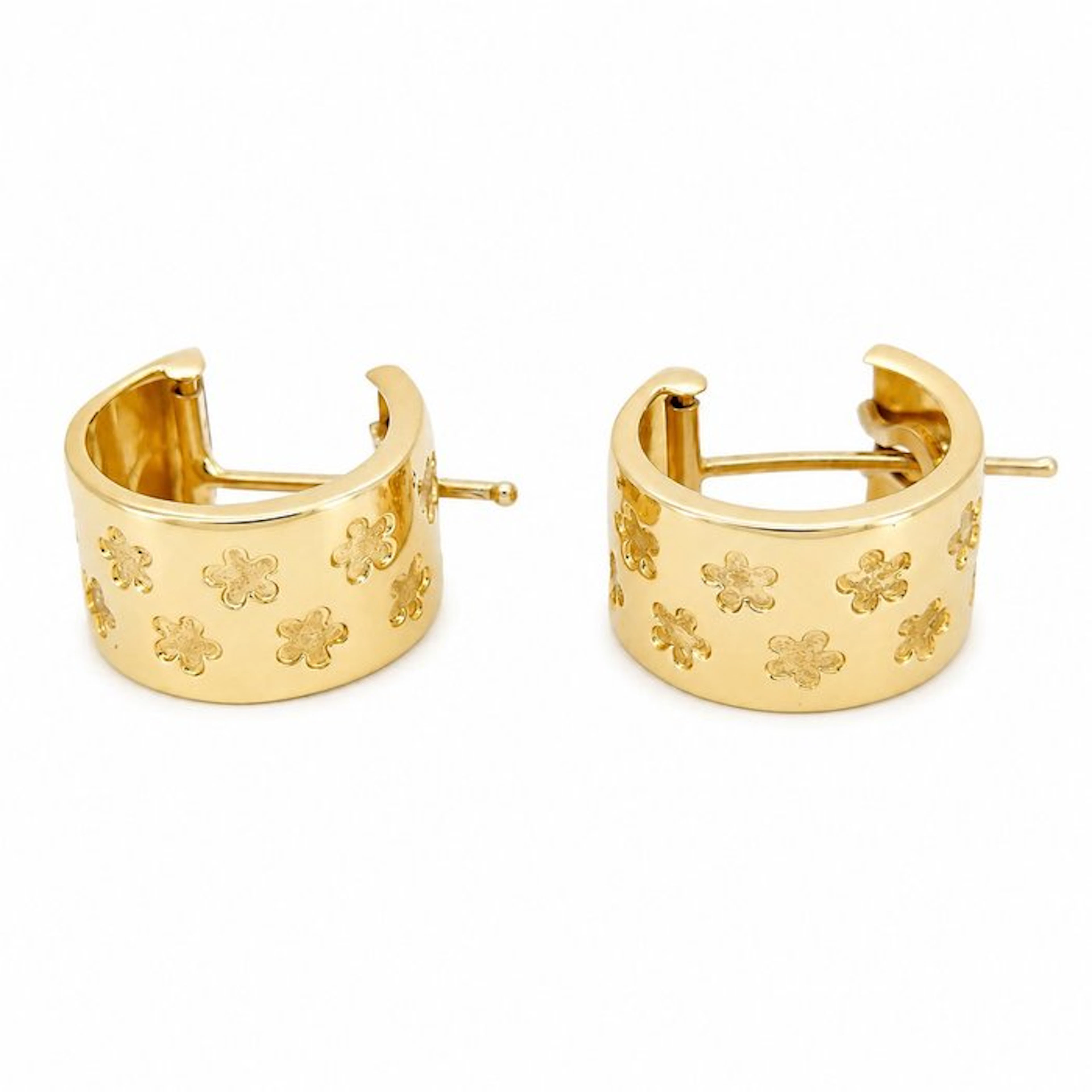 Earrings - 18 kt. Yellow gold - Made in Italy - Handmade