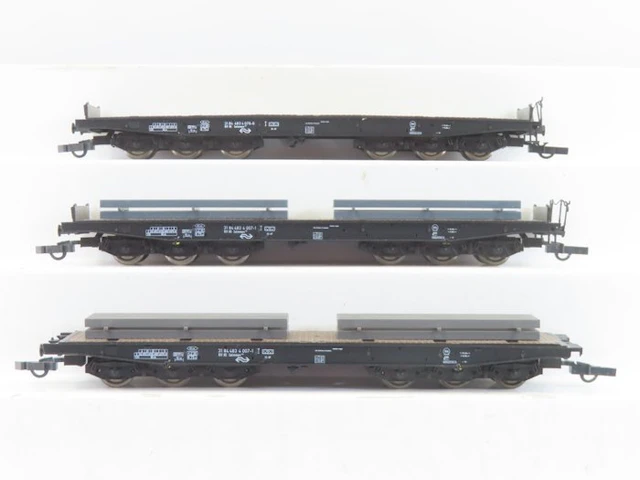 Roco H0 - 46551 - Model train freight carriage (3) - 3x six-axle flatbed wagons