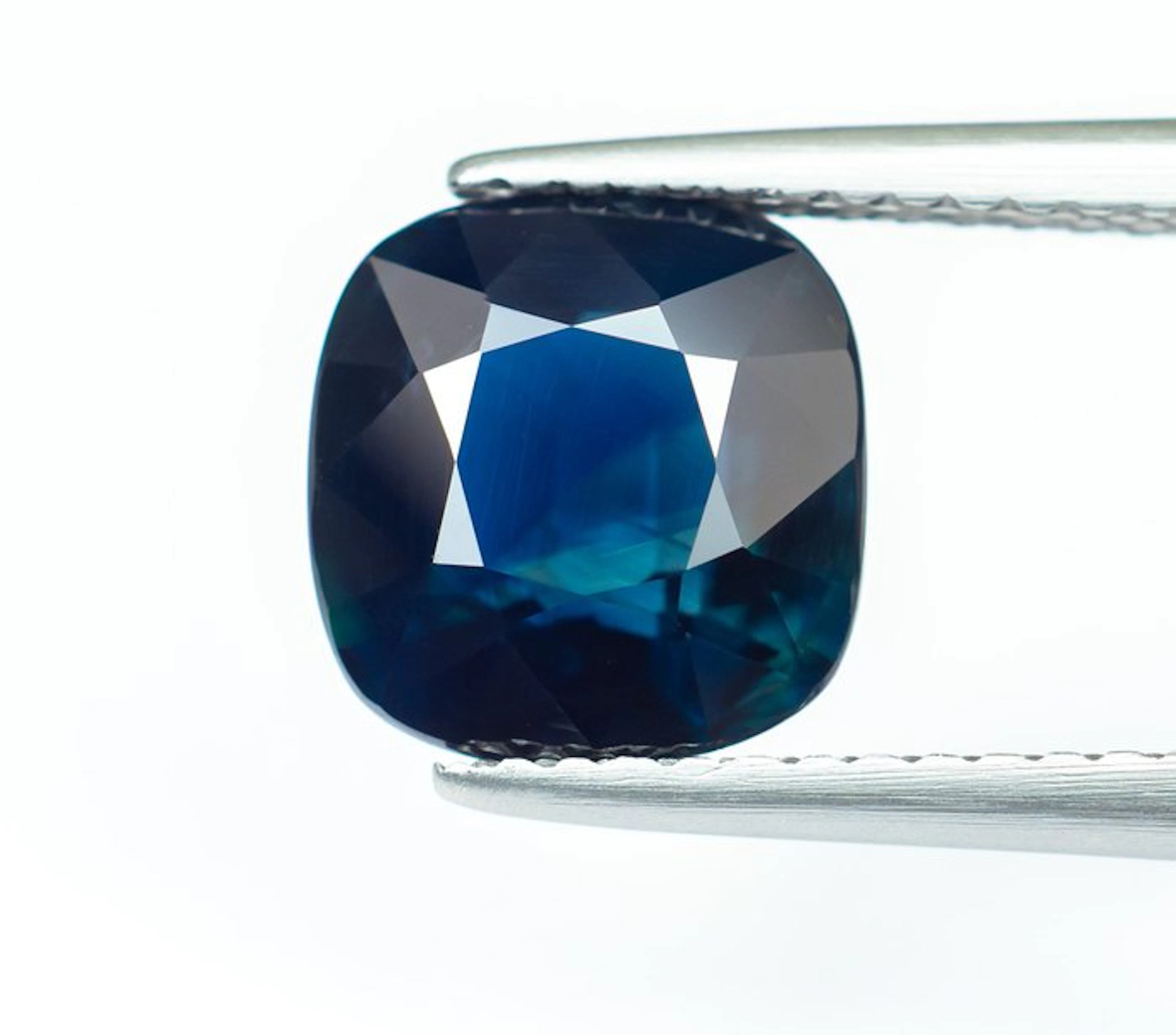 No reserve price Sapphire - 3.14 ct - Bellerophon Gemlab - Deep Greenish Blue