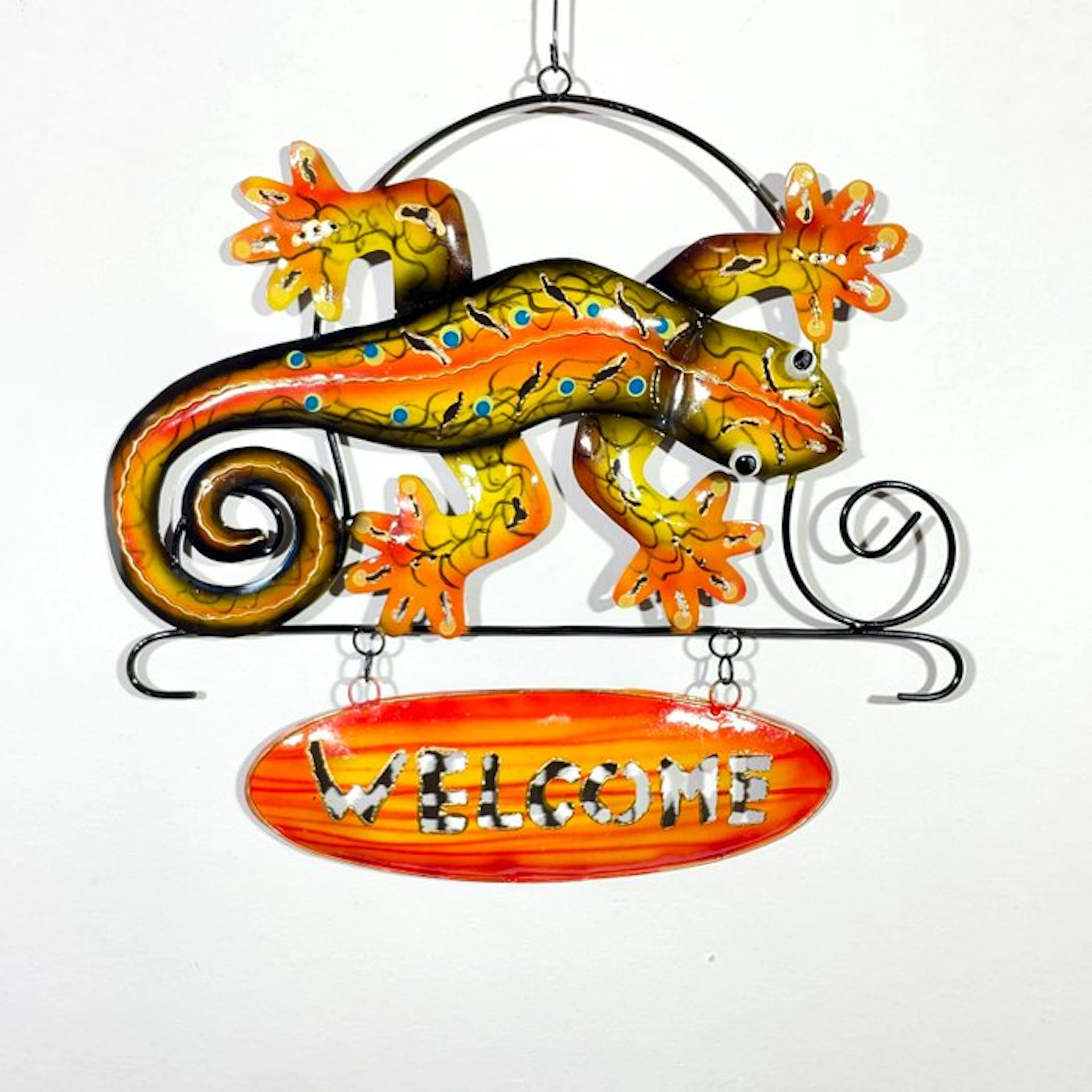 Wall decoration - Ethnic "Welcome" sign Gecko - Handmade...