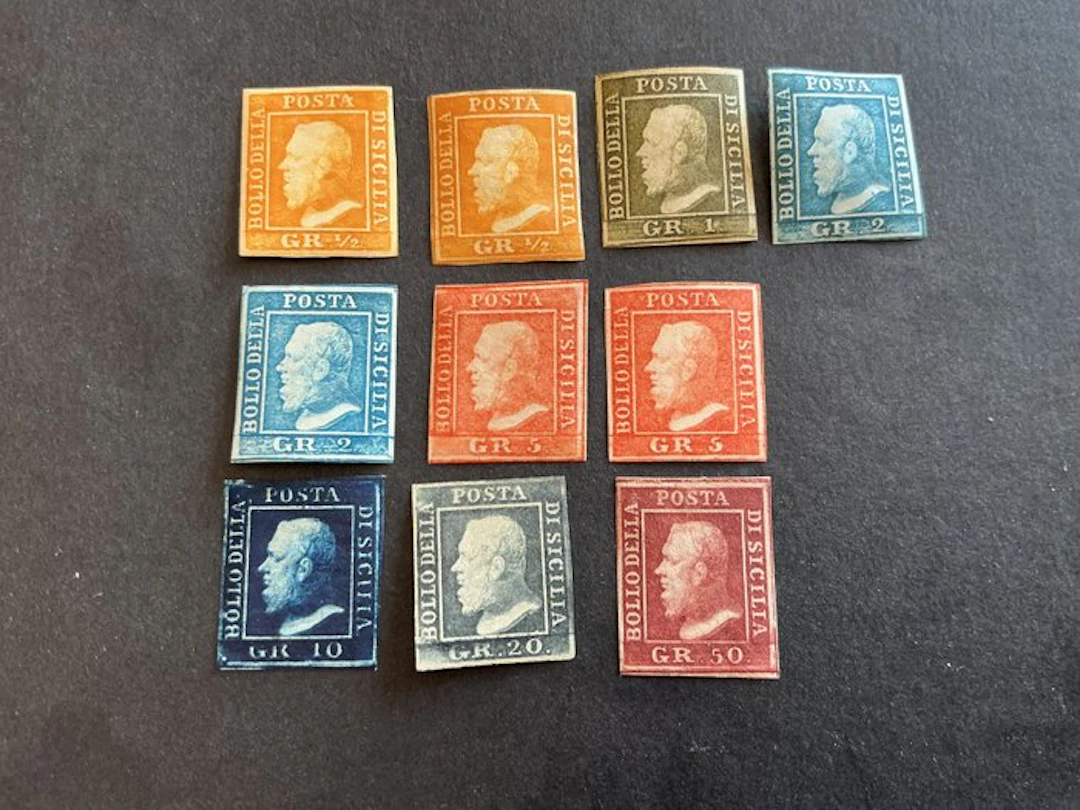 Italian Ancient States - Sicily - 1859 Series of 10 Saxon values No