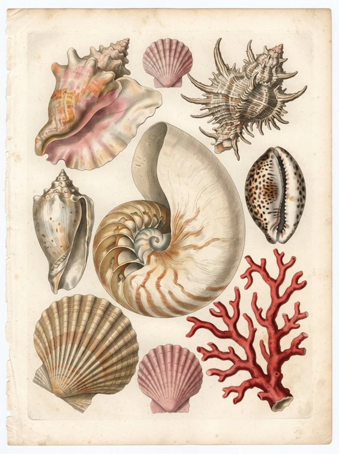 Henshin - Seashells and Coral - Natural History Plate