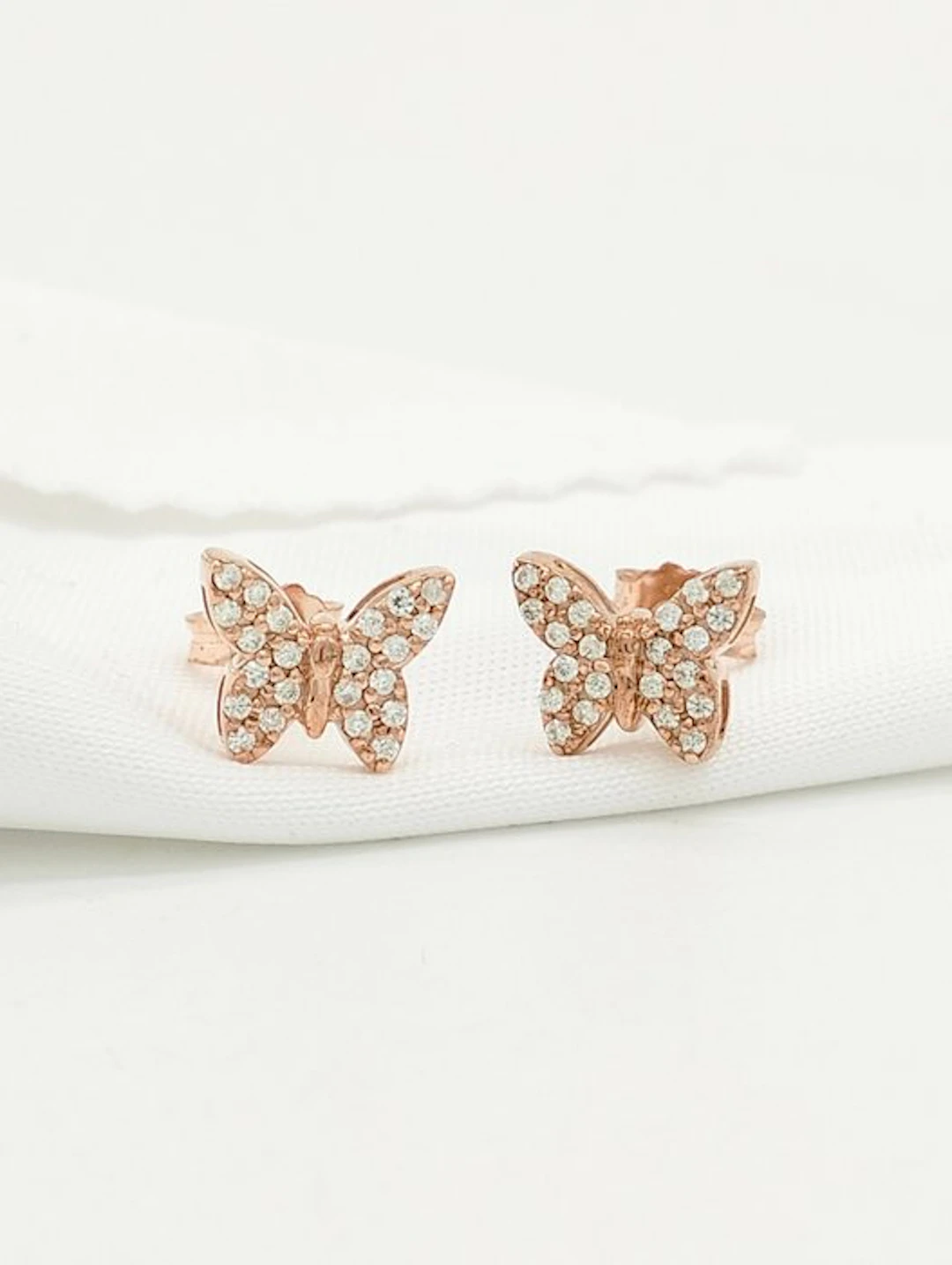 No reserve price - Earrings - 14 kt. Rose gold Diamond (Natural)