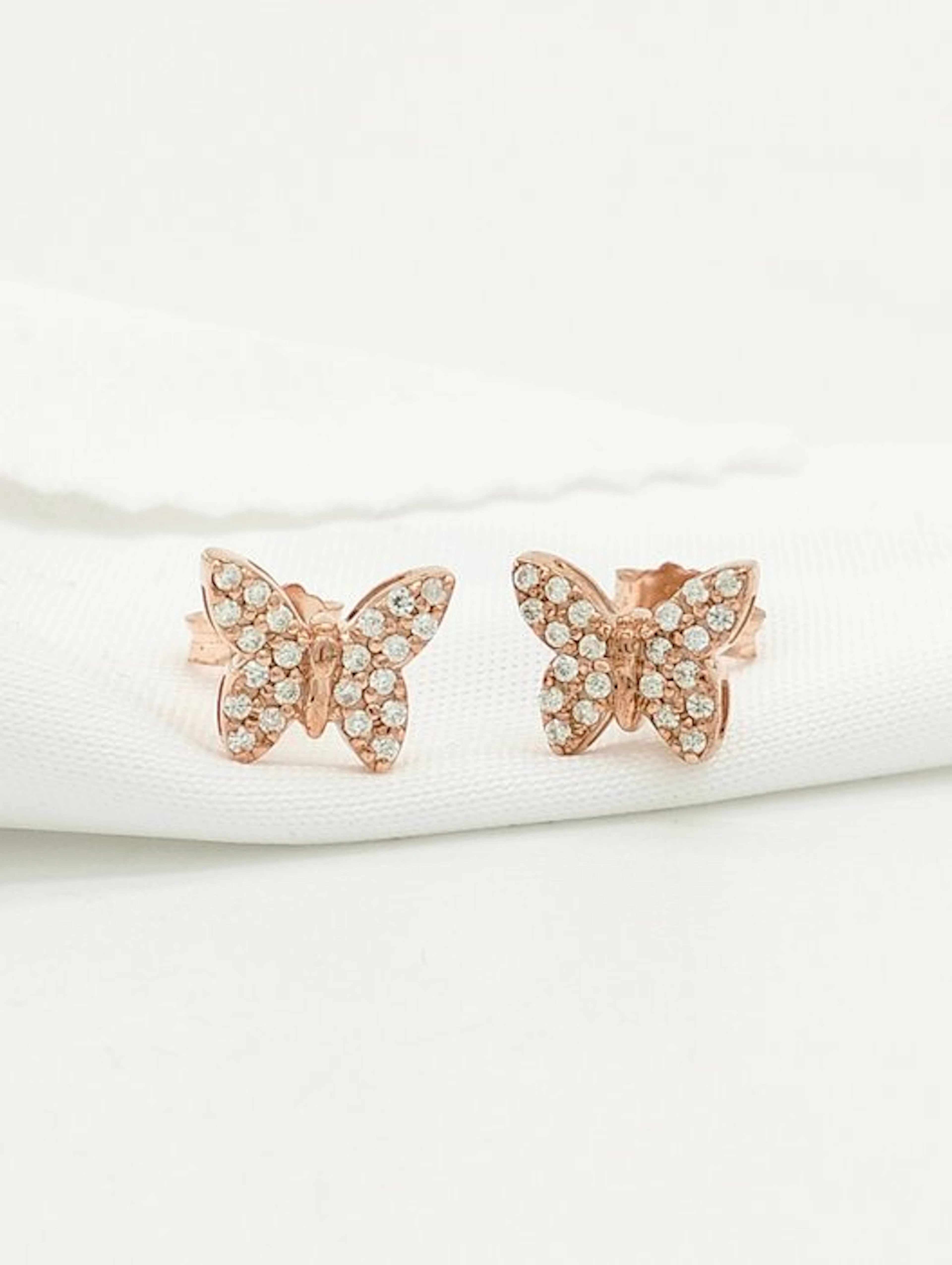 No reserve price - Earrings - 14 kt. Rose gold Diamond (Natural)