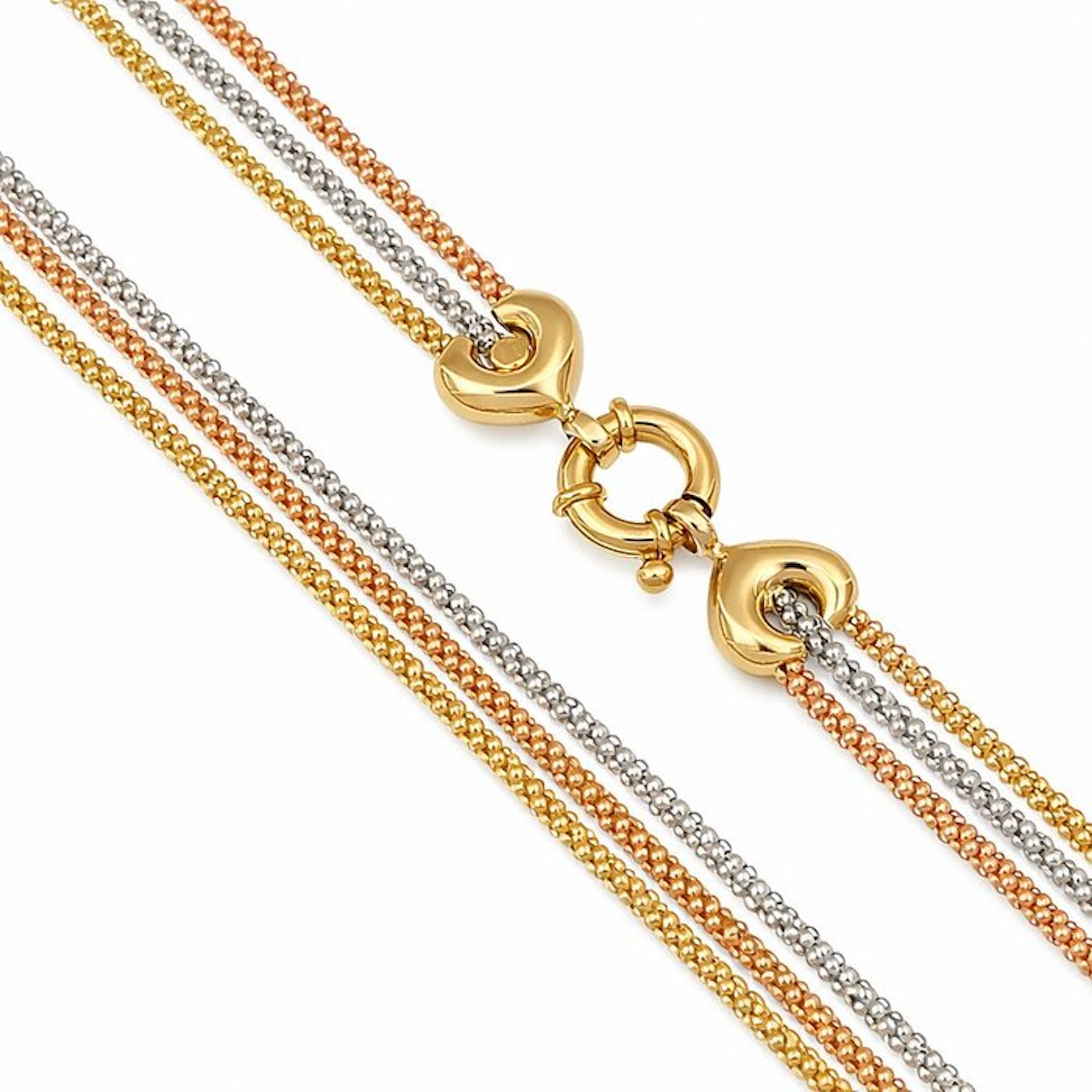 Necklace - 18 kt. Yellow gold, White gold, Rose gold - Made in Italy - Handmade