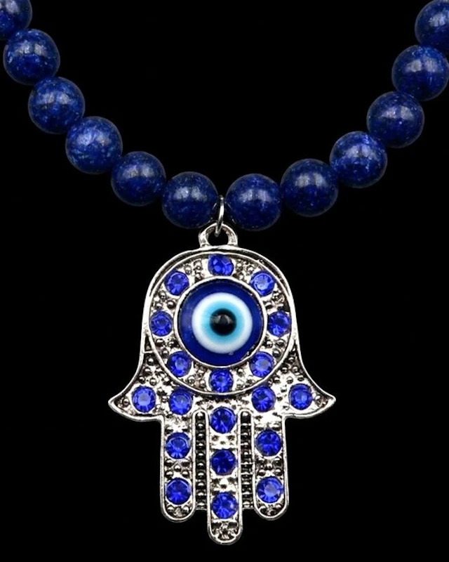 Lapis lazuli - Fatma's Hand Necklace - Protects against...