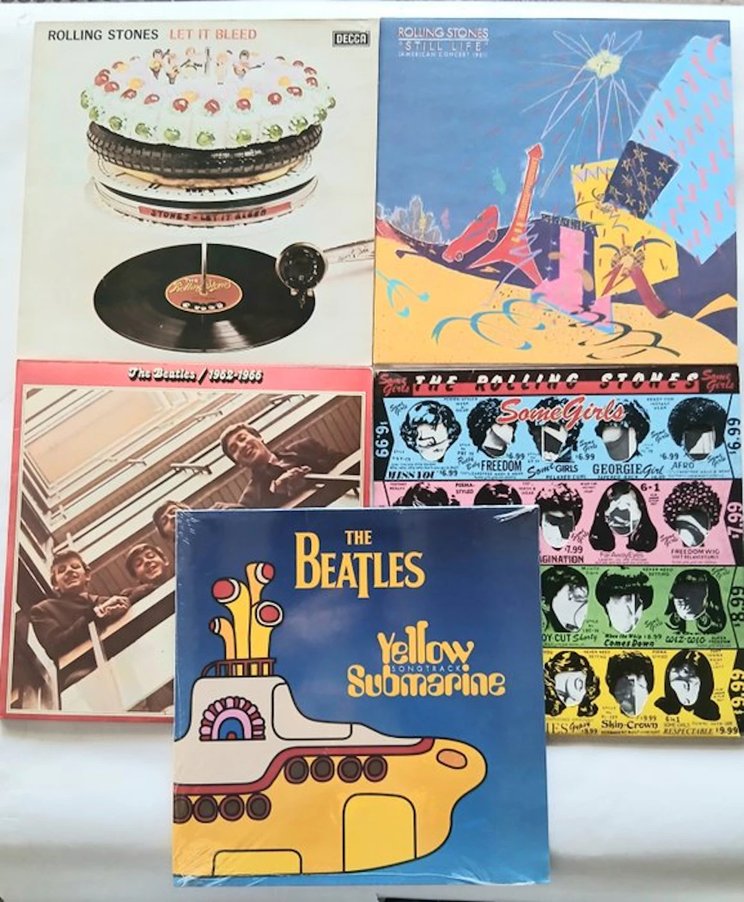Beatles, Rolling Stones - 5 x albums - Multiple titles...
