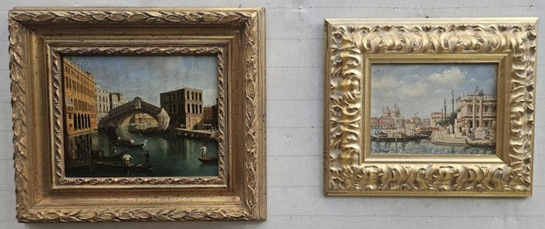 European school (XX) - Coppia di vedute di Venezia