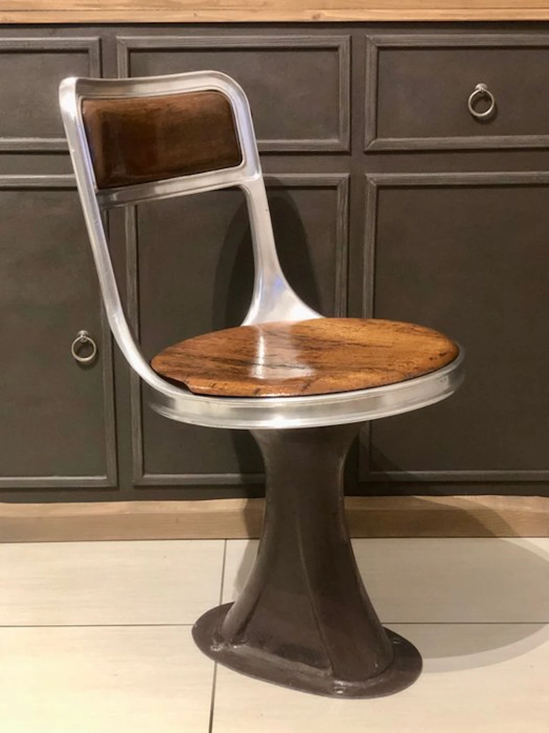 Stool - Aluminium, Metal, Wood - 1930s Tram Chair