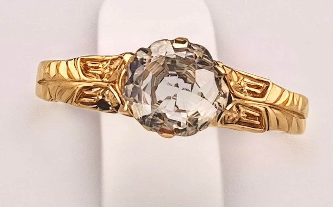 No reserve price - Ring - 9 kt. Yellow gold, Silver Diamond (Natural)