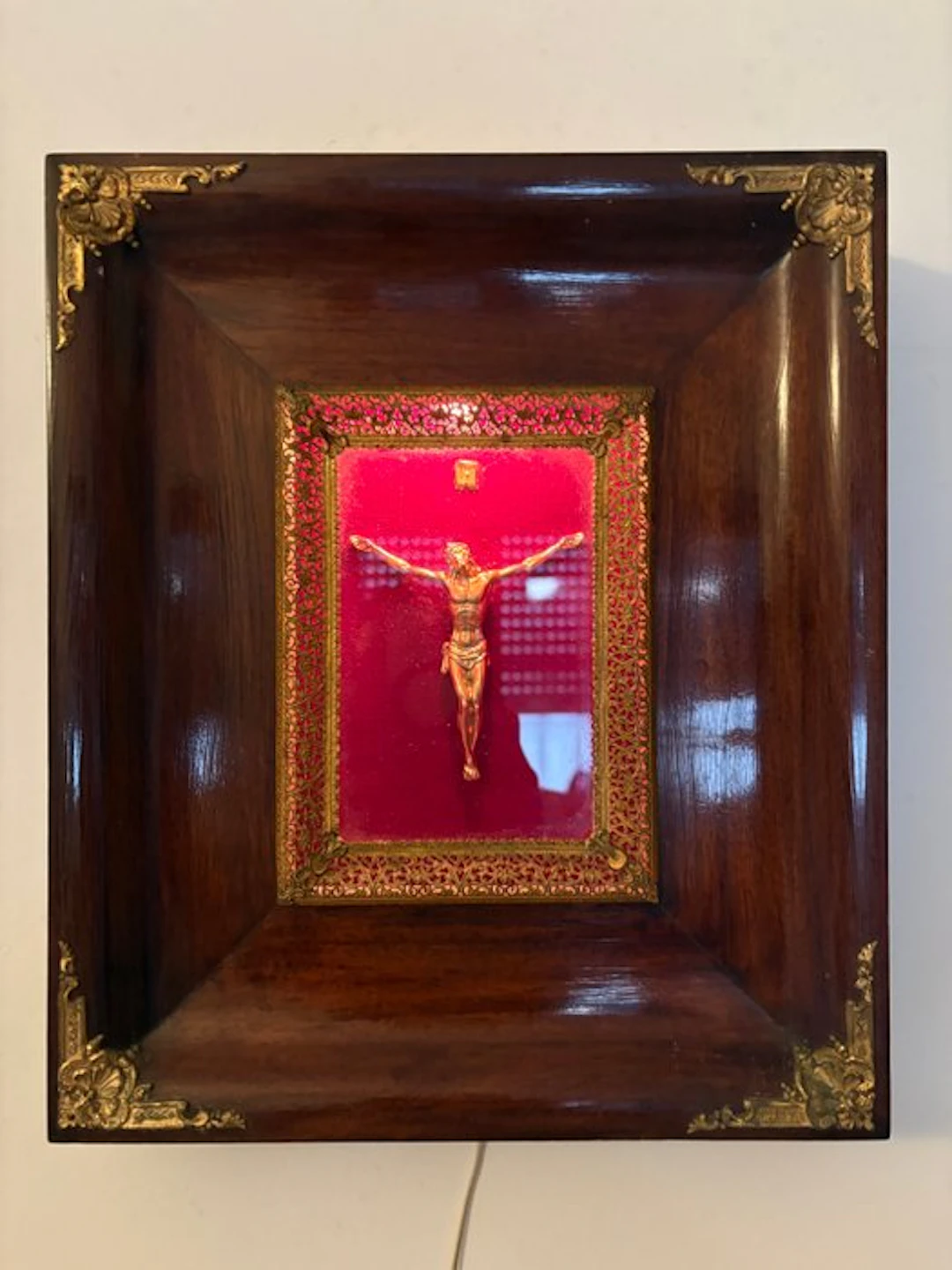 Antique Crucifix - Mahogany - 1940-1950 - Crucifix with light