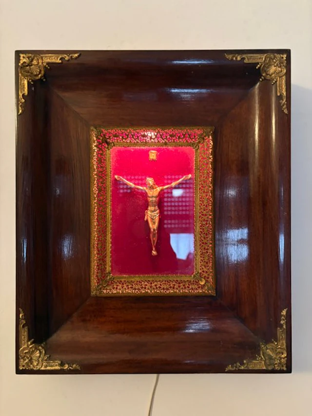 Antique Crucifix - Mahogany - 1940-1950 - Crucifix with light