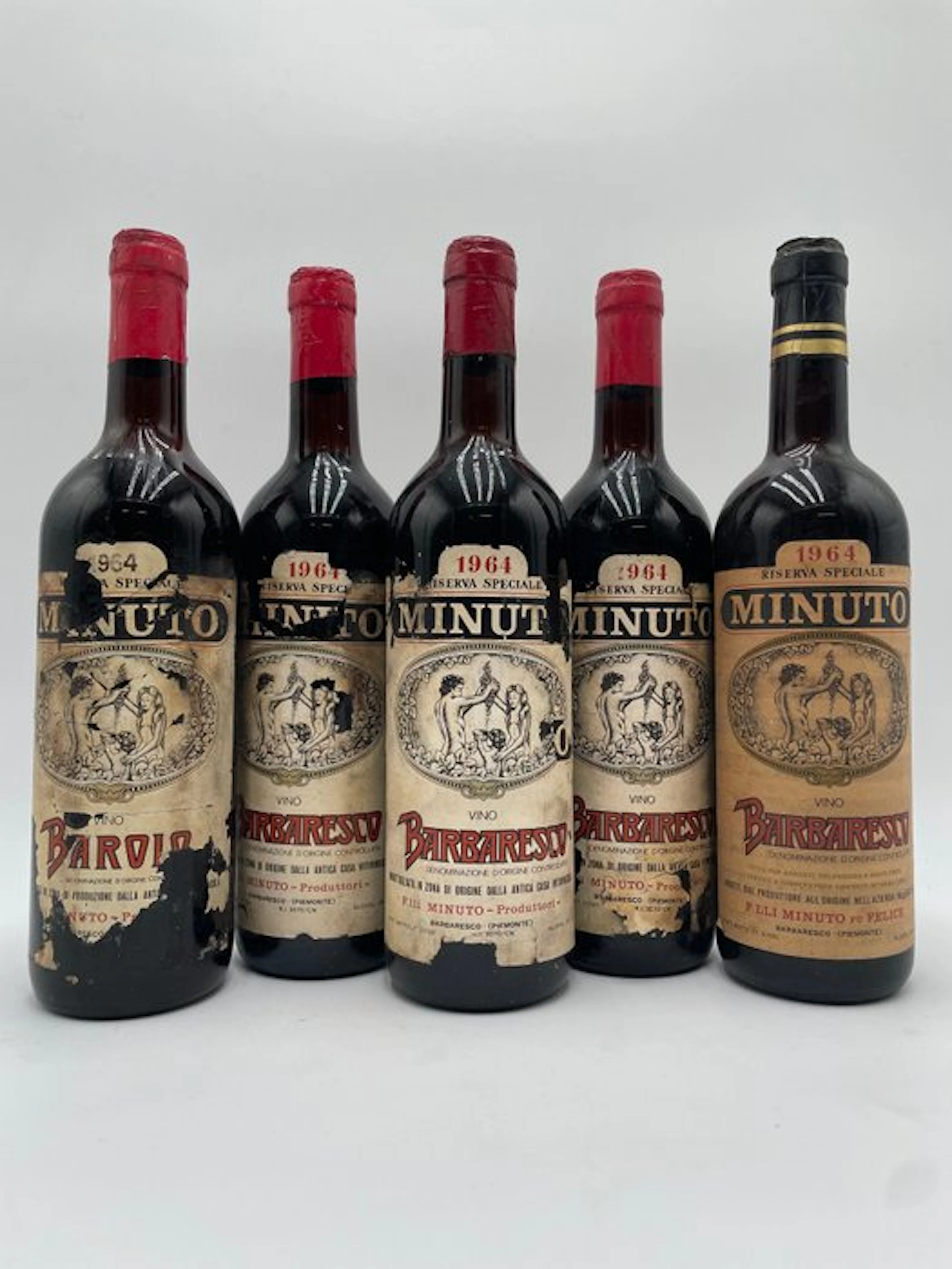 1964 Barolo & 1964 x4 Barbaresco, Minuto - Piedmont Riserva - 5 Bottles (0.72L)