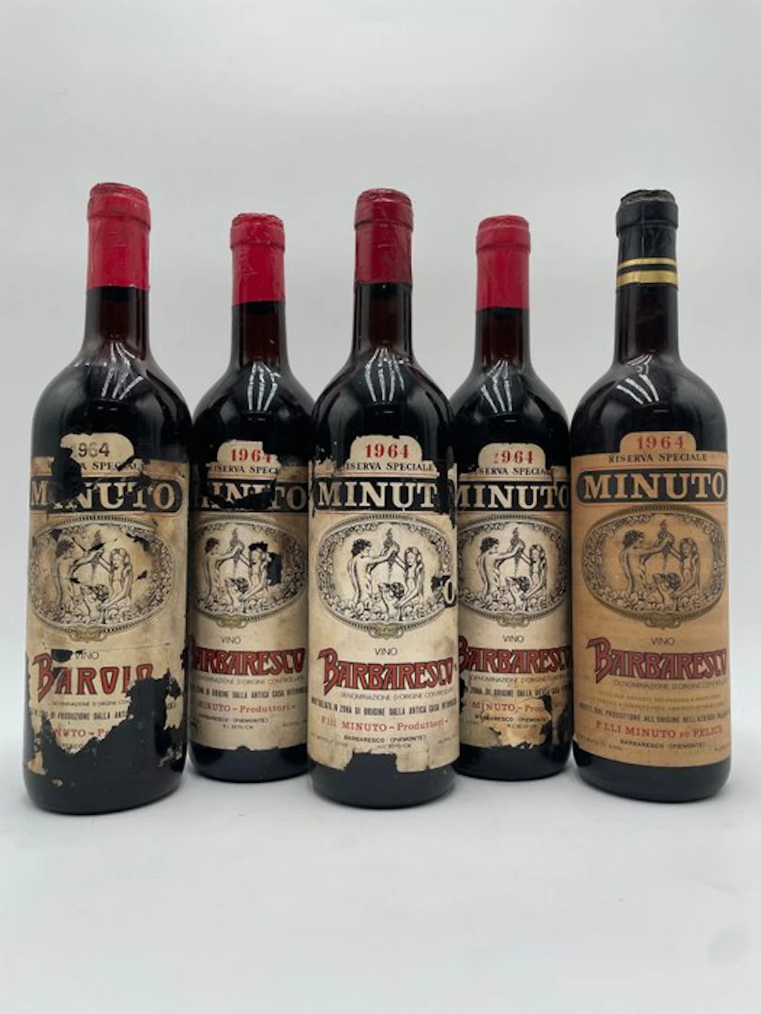 1964 Barolo & 1964 x4 Barbaresco, Minuto - Piedmont Riserva - 5 Bottles (0.72L)