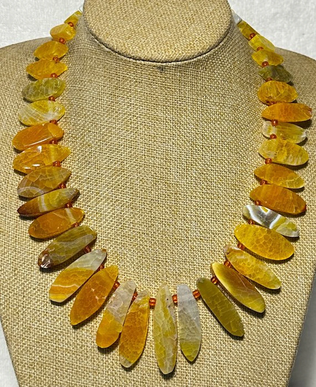 Set of Natural Brazilian Yellow Agate and Yellow Nephrite...
