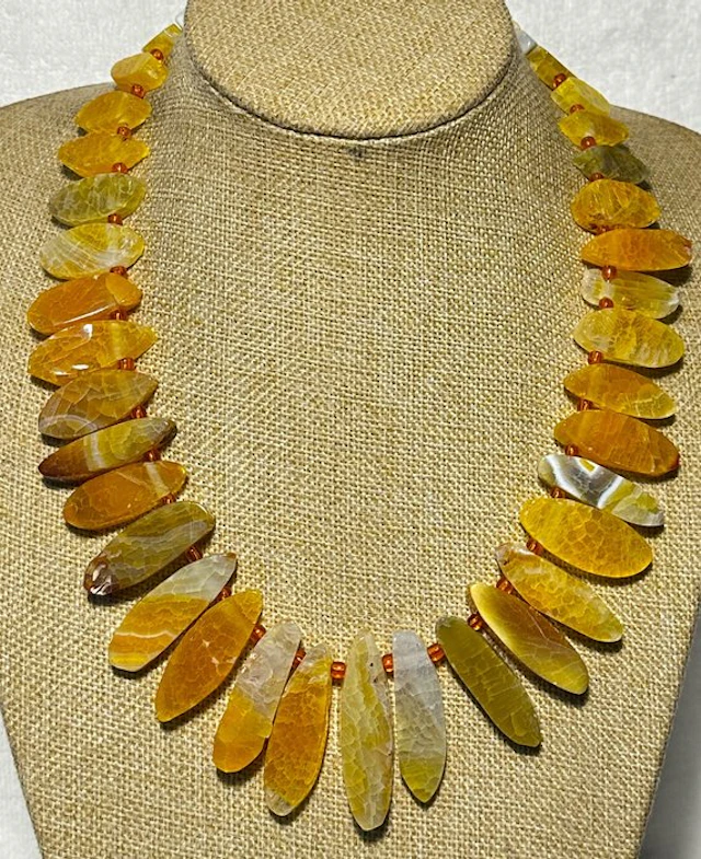 Set of Natural Brazilian Yellow Agate and Yellow Nephrite...