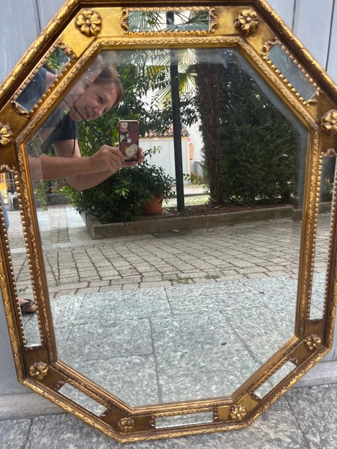 Wall mirror - Wood - Mirror with a gilded wooden frame, 1950s