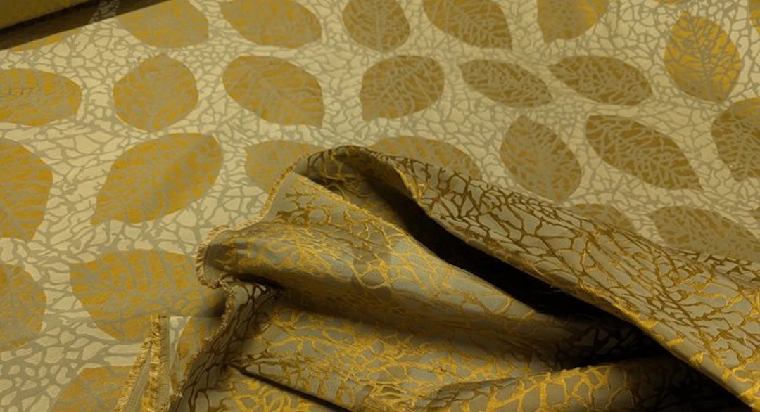 San Leucio – Spettacolare Tessuto Botanico Oro e Verde...