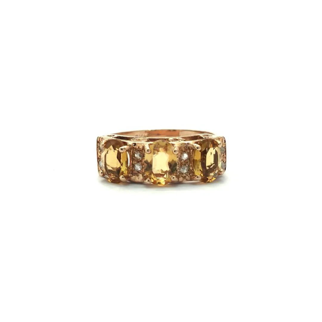 No reserve price - Ring - 9 kt. Rose gold, Silver Spinel - Diamond