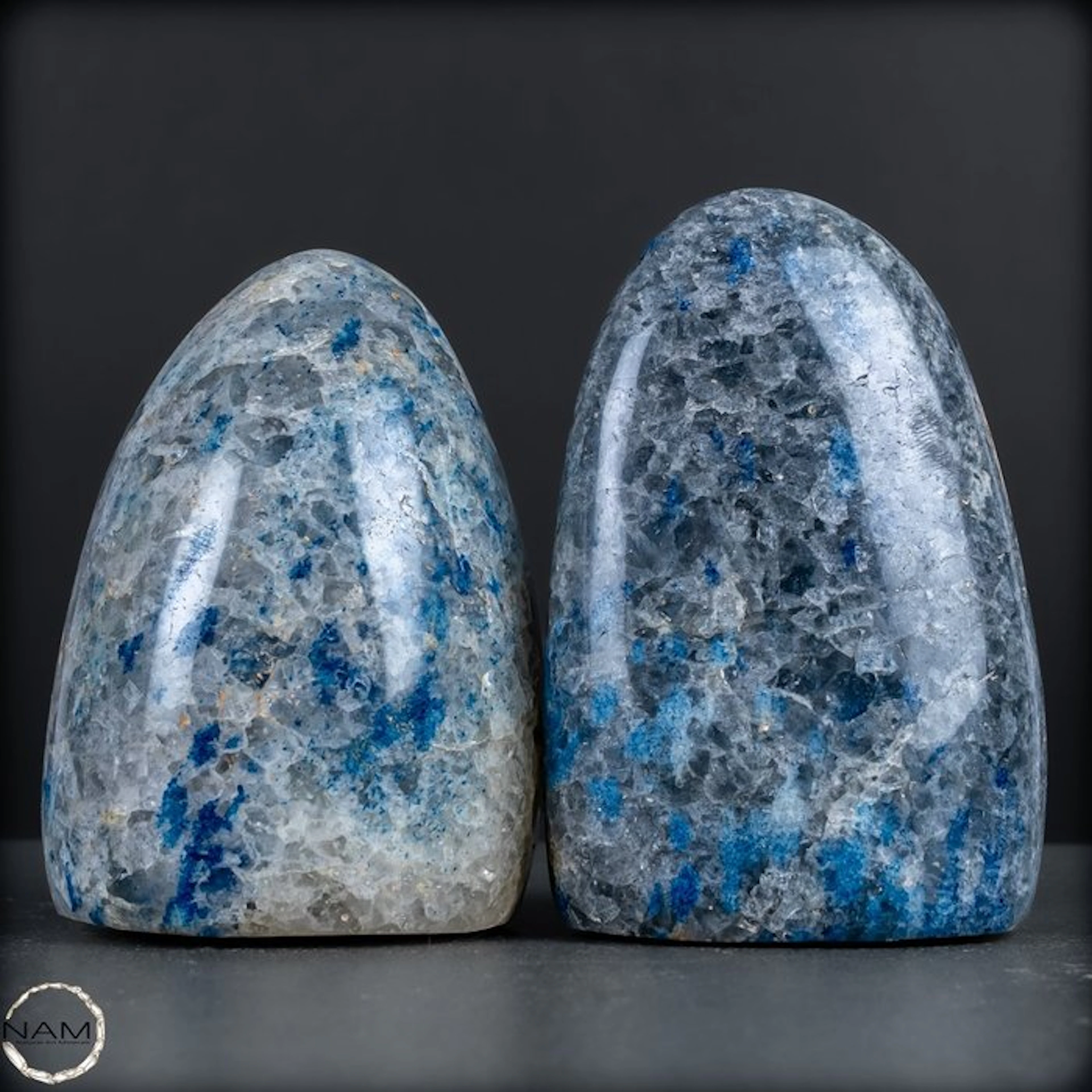 Fascinating K2 duo featuring intensely blue mineral accents