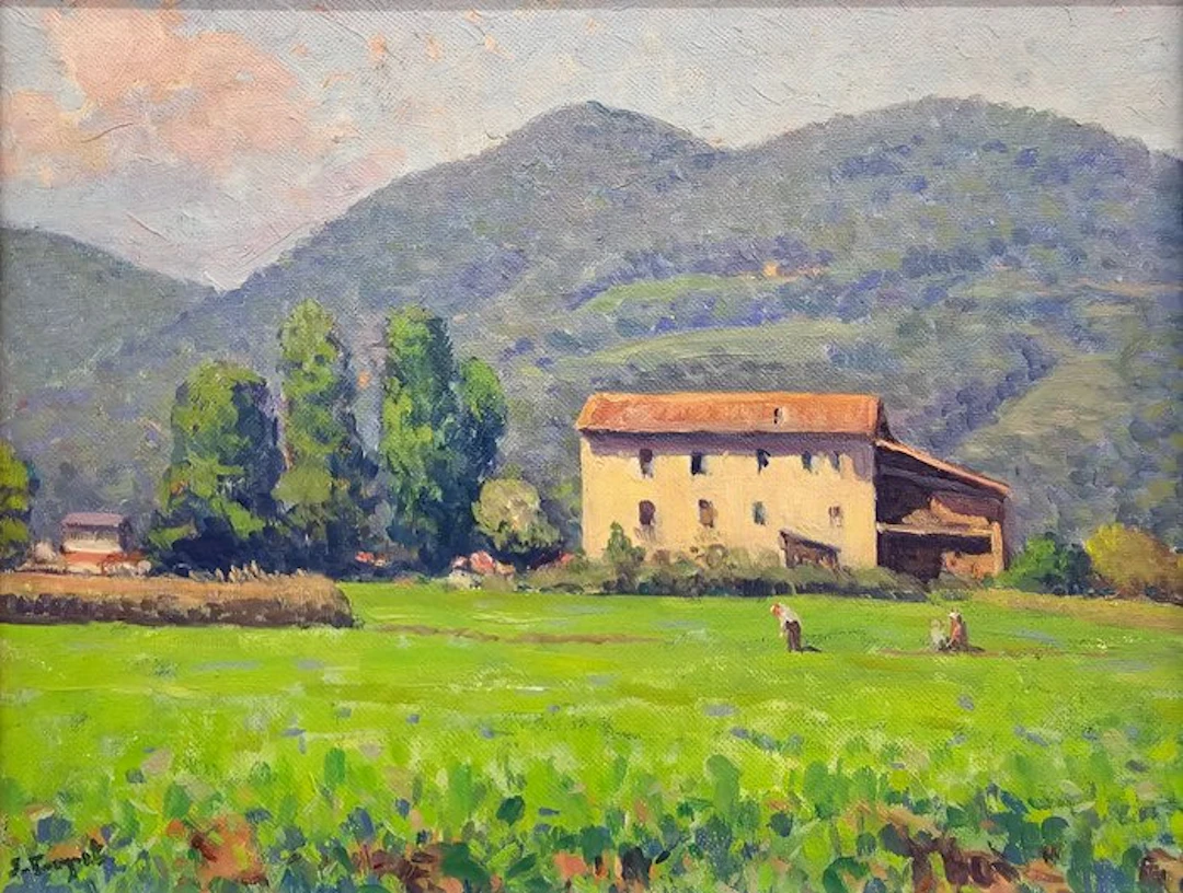 Sebastià Congost i Pla (1919–2009) - Landscape of Olot with a farmhouse