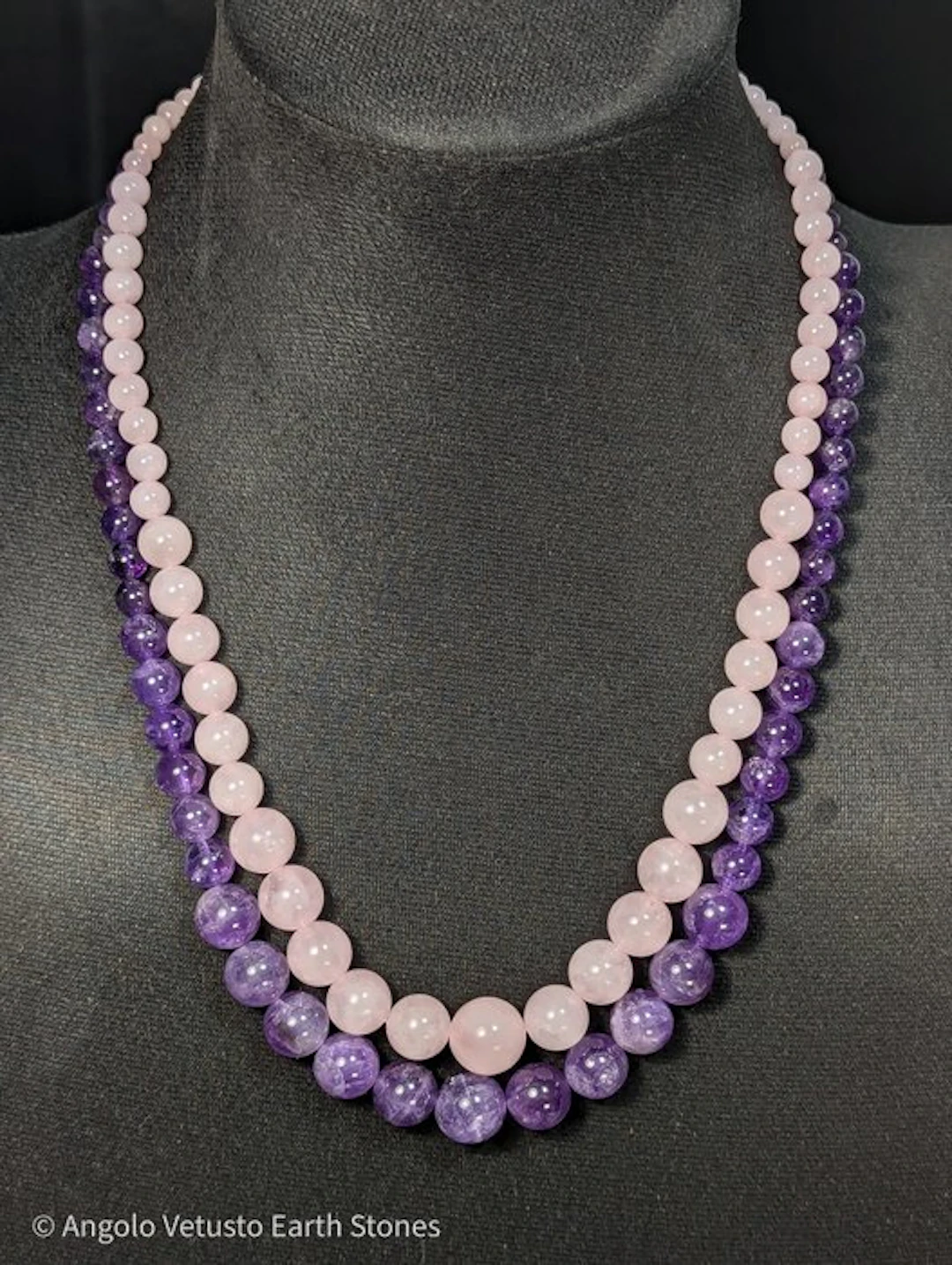2x Vivid Natural Brazilian Amethyst and Rose Quartz...