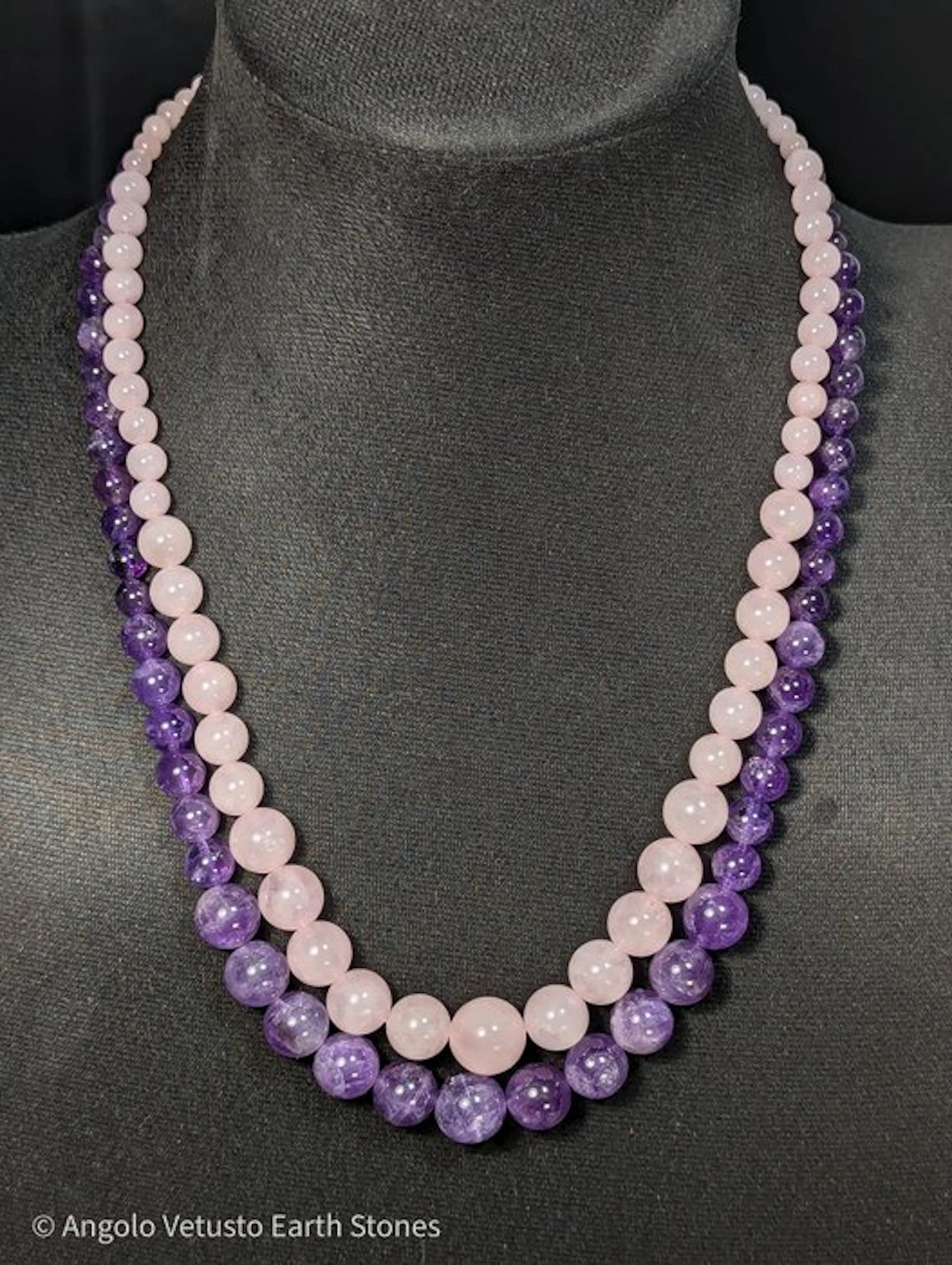 2x Vivid Natural Brazilian Amethyst and Rose Quartz...