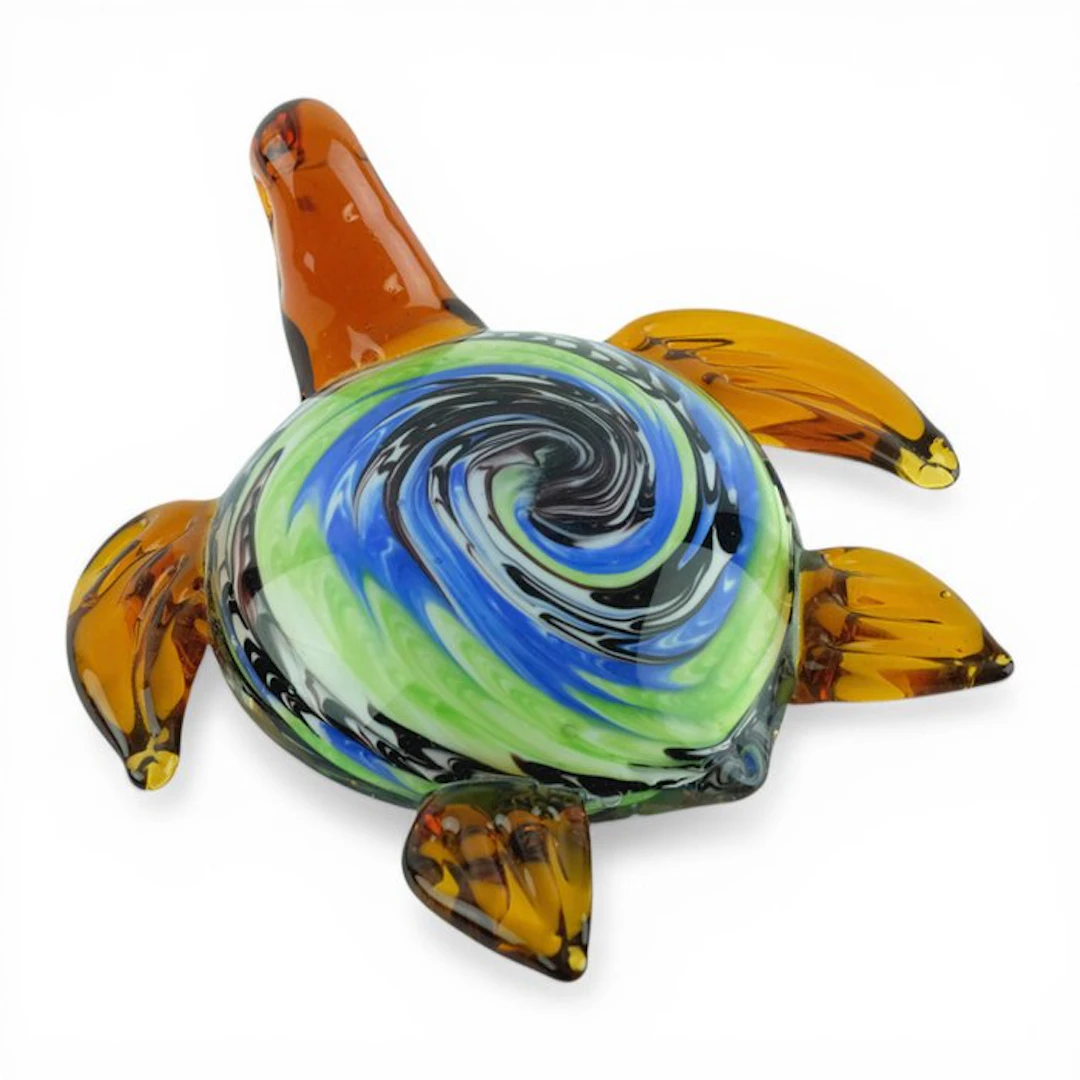 Sculpture, Swimming Turtle in Murano Style - 21 cm - 8 cm - Glass